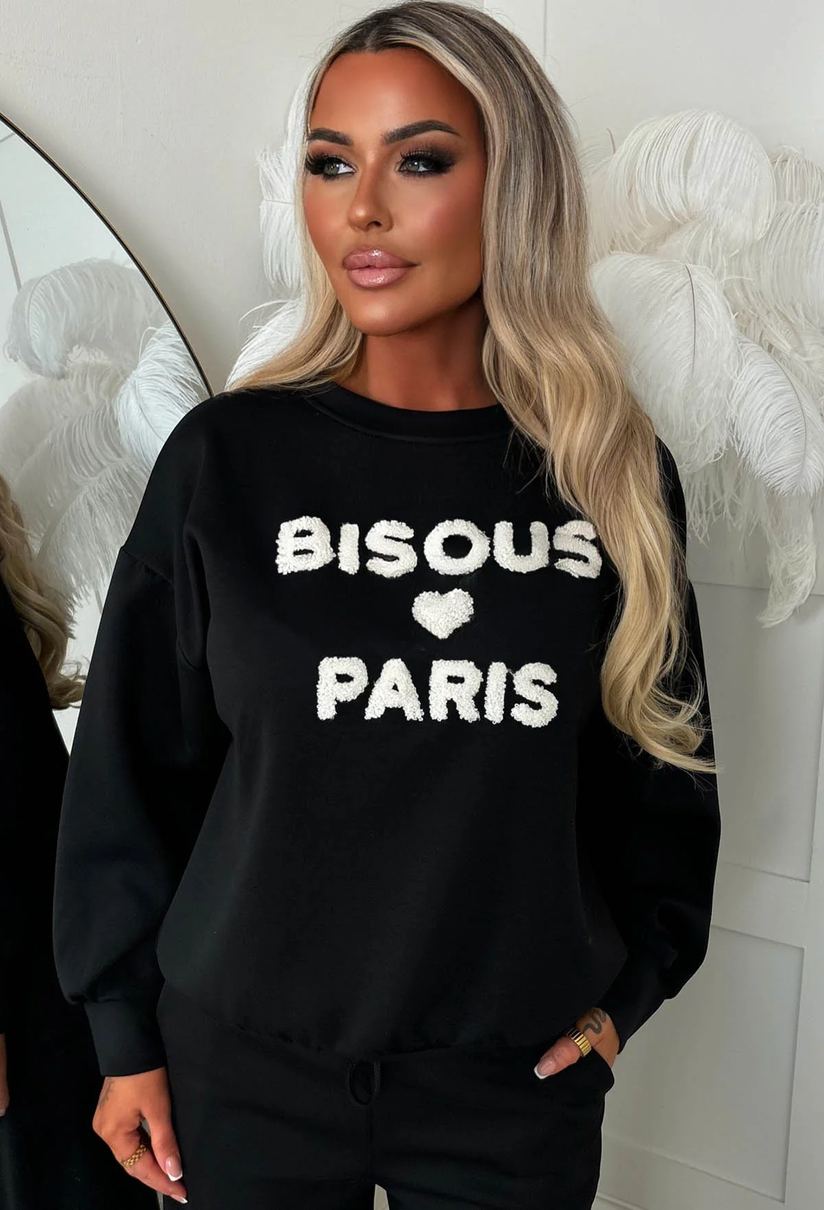 Sending Love Black Sweatshirt And Joggers Co-ord Set - Image 3