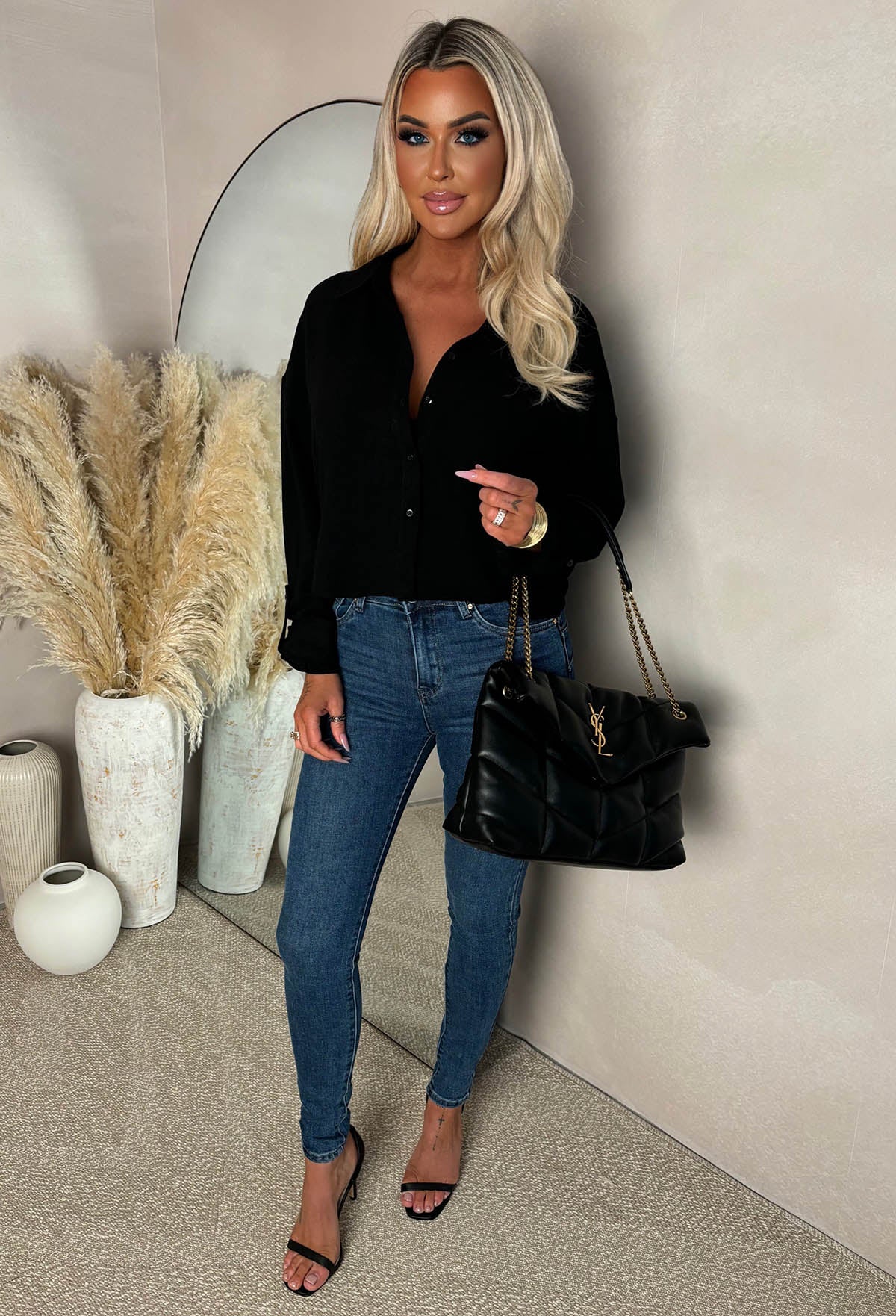 She's Effortless Black Cropped Shirt - Image 2
