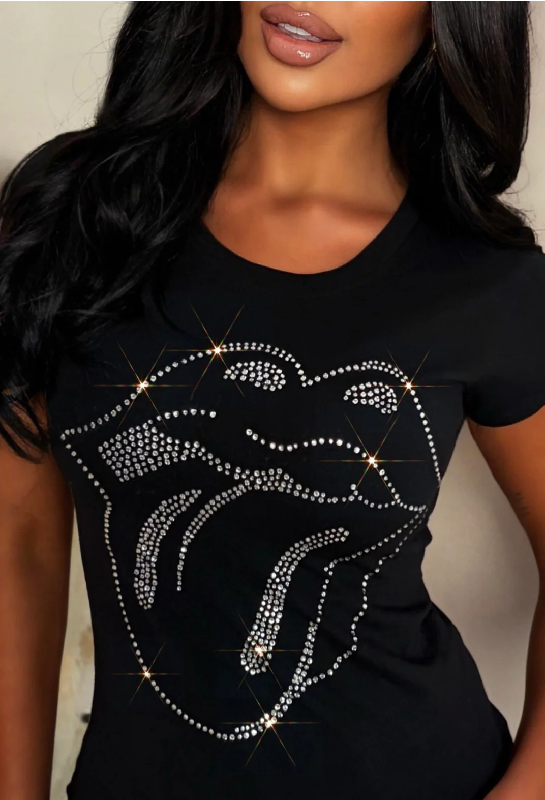 She's So Cold Black Diamante Rolling Stones T-shirt - Image 2