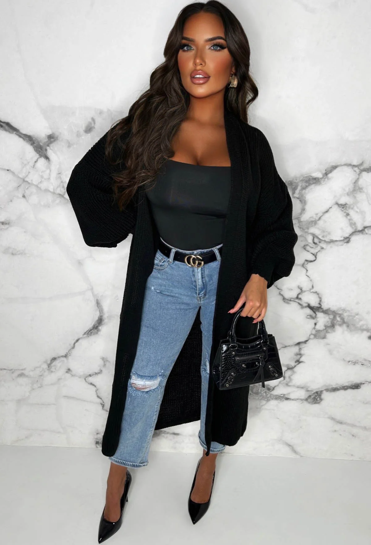 She's Sweet Black Knitted Cardigan - Image 3