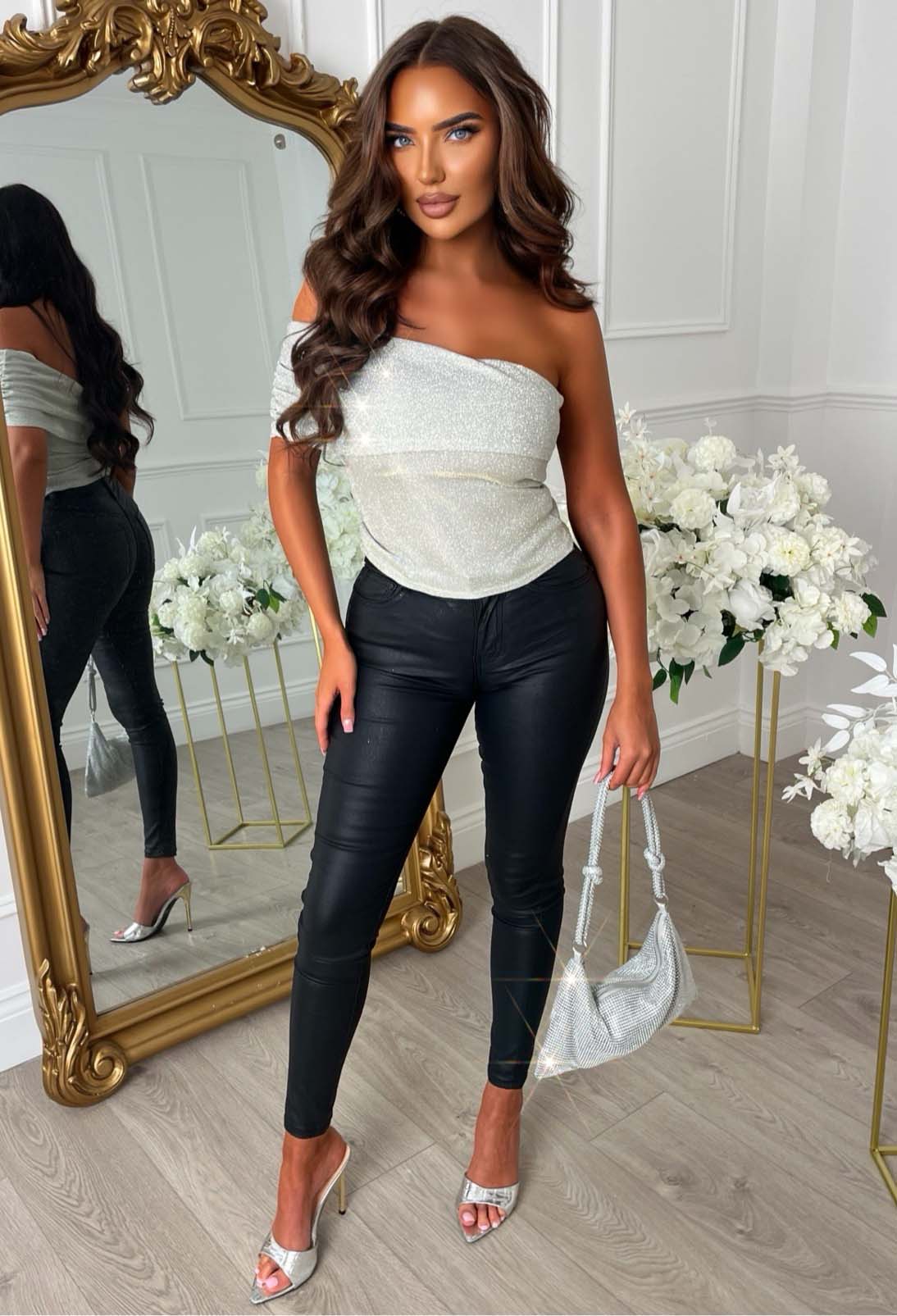 Shimmer Muse Gold Lurex Ruched Top - Image 2