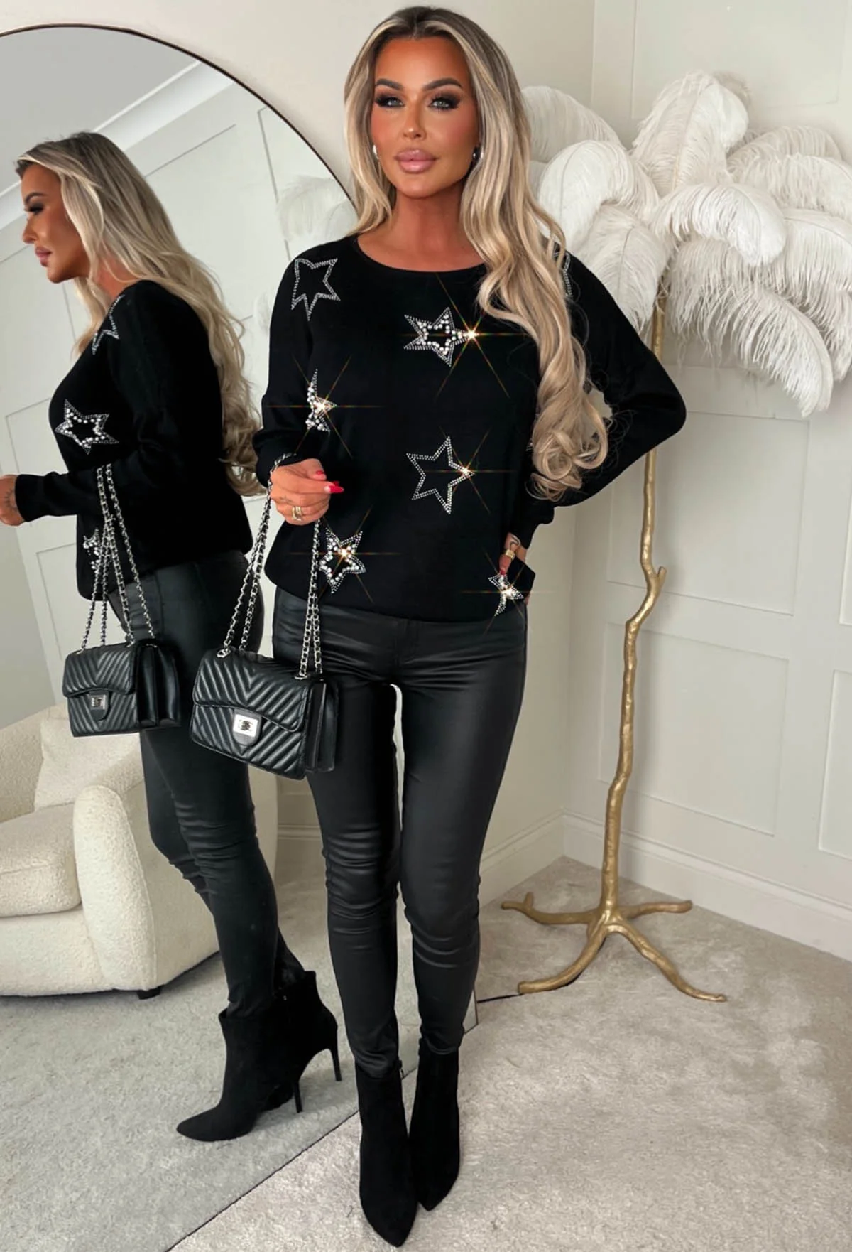 Shine Brightly Black Pearl Star Knitted Jumper - Image 3