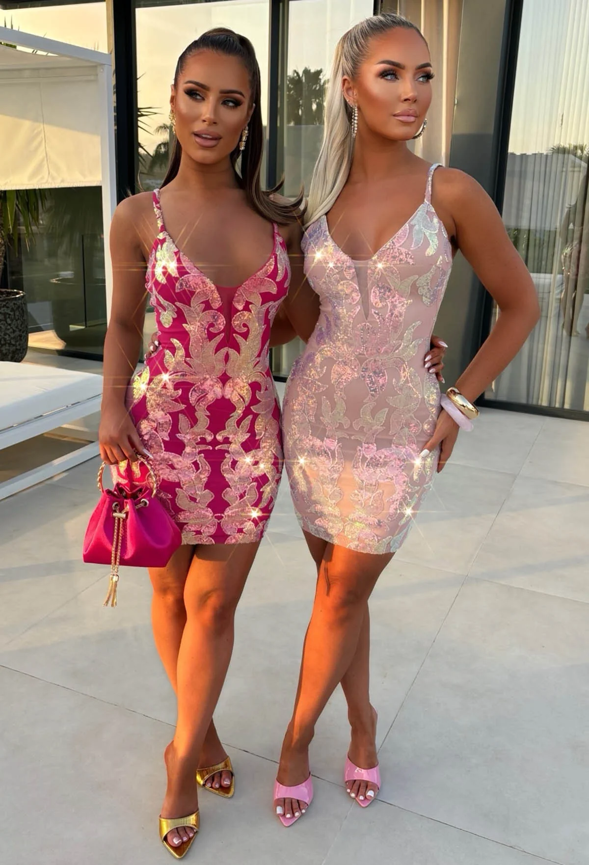 Showstopper Chic Nude Sequin Embellished Mini Dress - Image 4