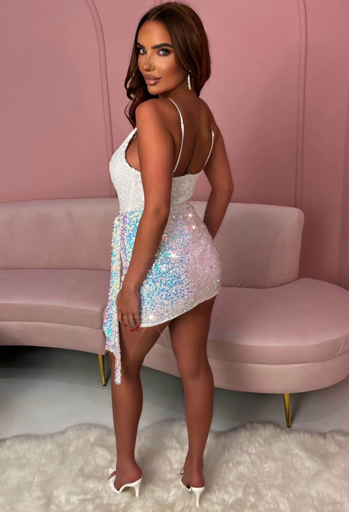 Slay & Play Multi Stretch Sequin Drape Mini Skirt - Image 3