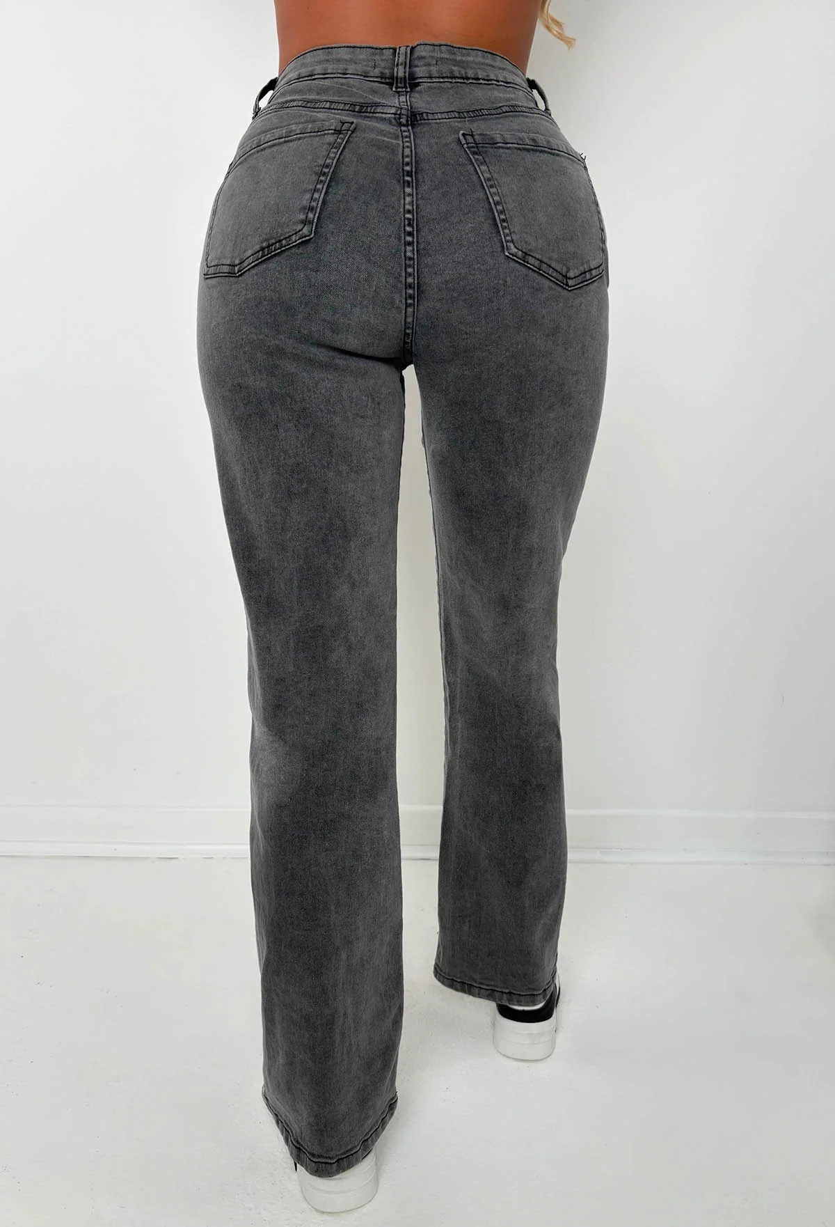 Slim Pickings Black Stitch Seamed Stretch Straight Leg Jeans - Image 5