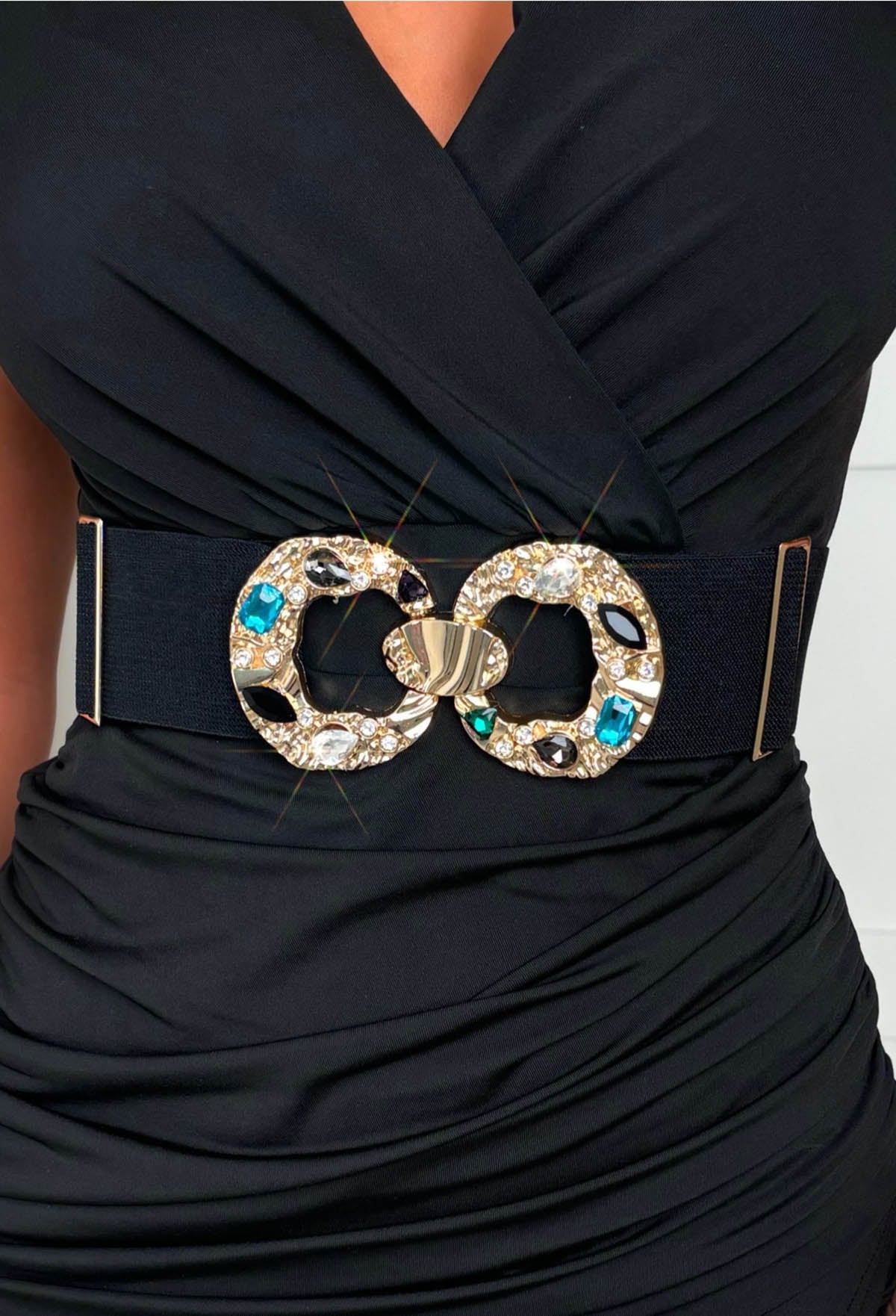 Snatched & Sassy Black Embellished Buckle Detail Belt