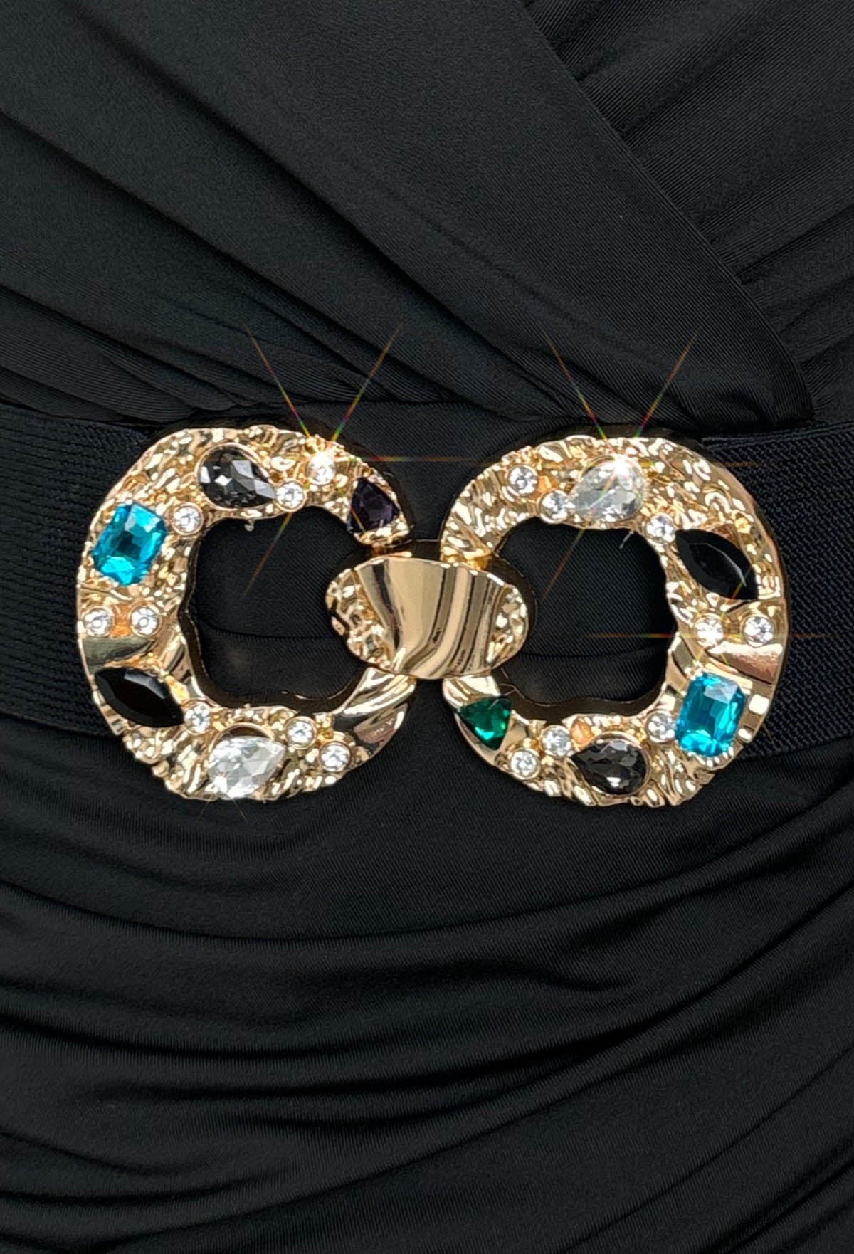 Snatched & Sassy Black Embellished Buckle Detail Belt - Image 4