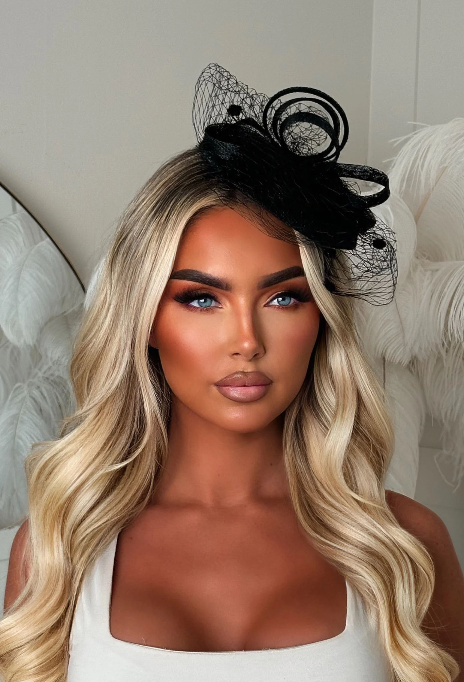 Soft Glam Black Mesh Fascinator