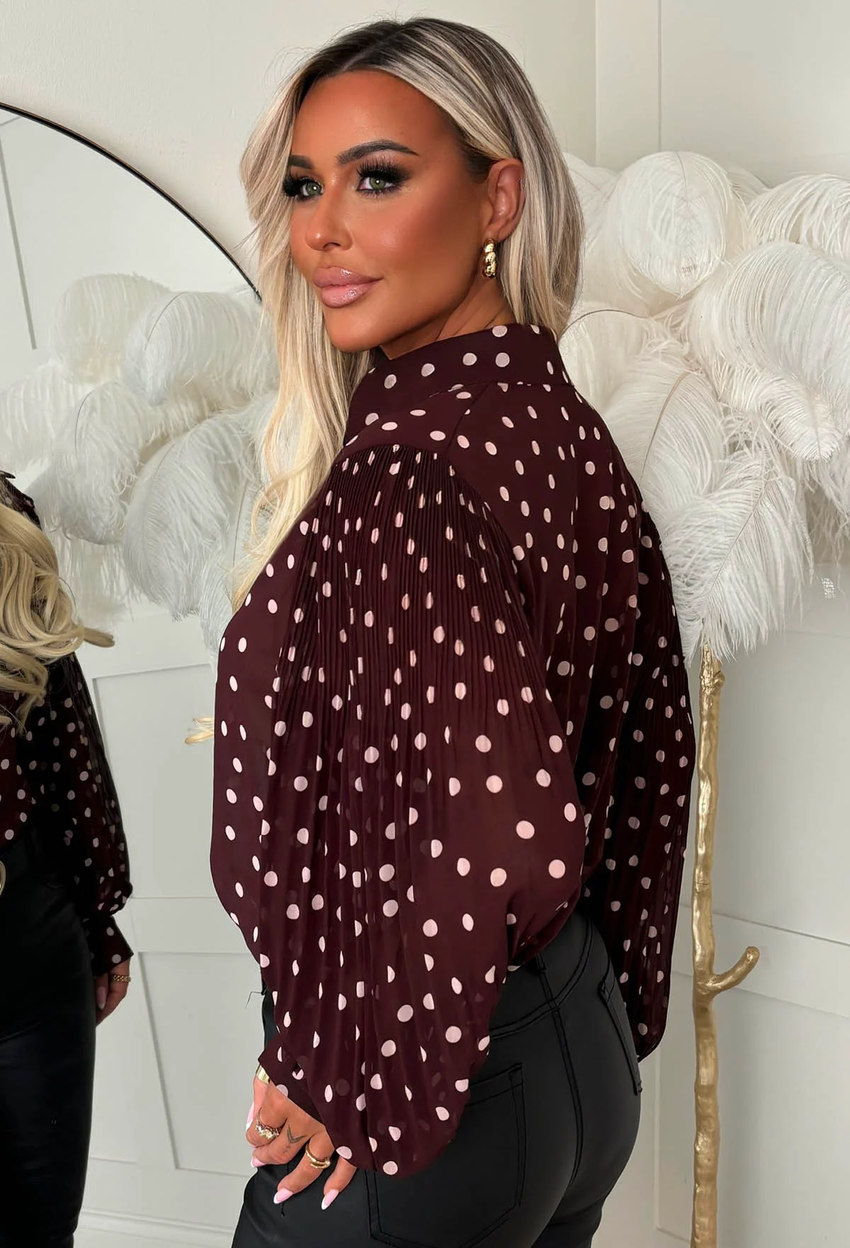 Spot On Burgundy Polka Dot Shirt - Image 3