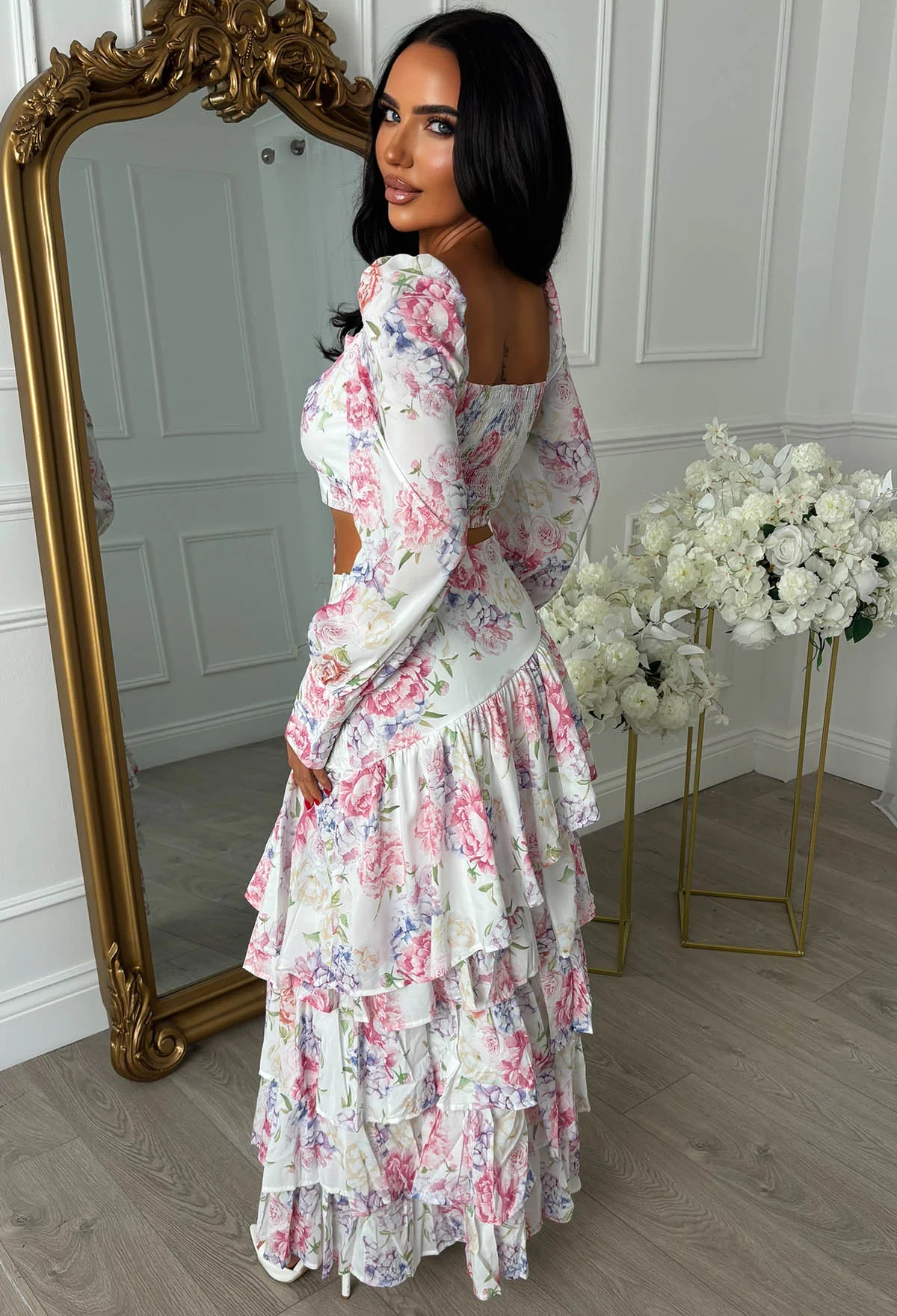 Spring Into Style Pink Floral Print Waterfall Skirt Co-Ord Set - Image 2