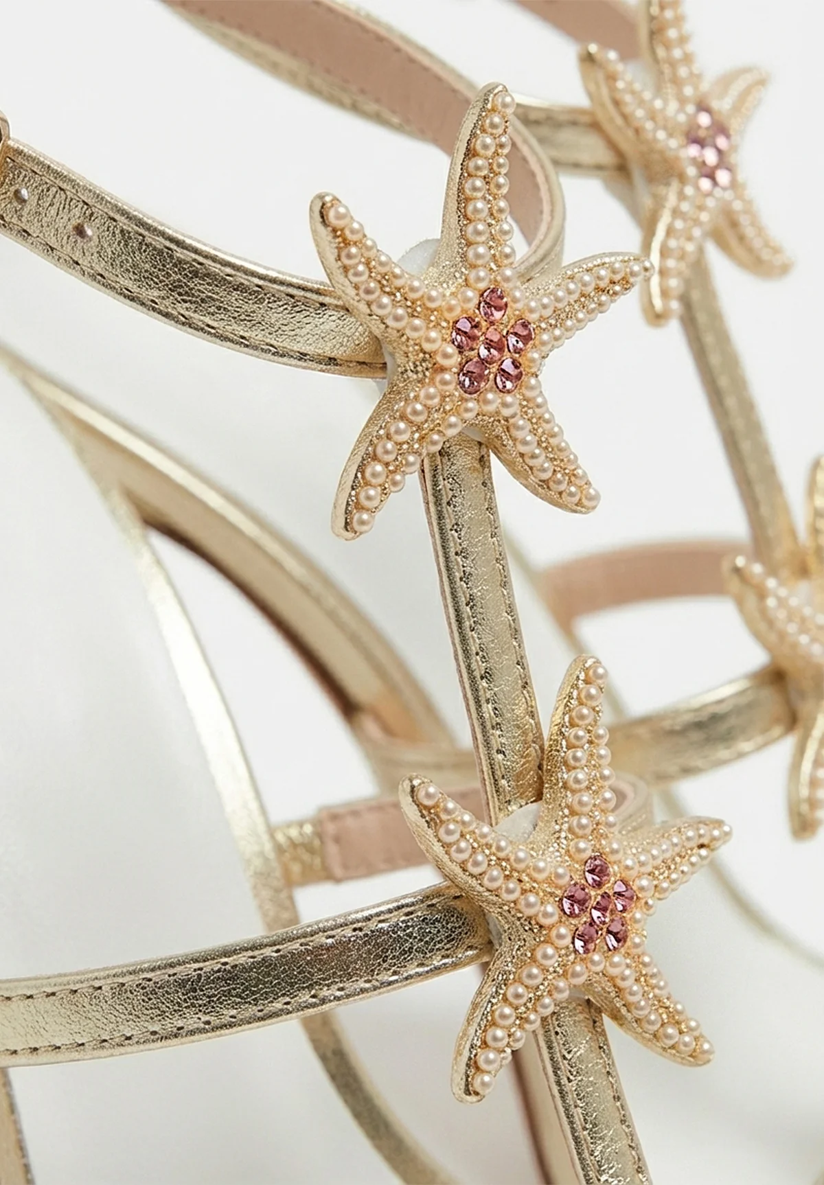 Star Bright Gold Starfish Stiletto Heel Sandals - Image 2