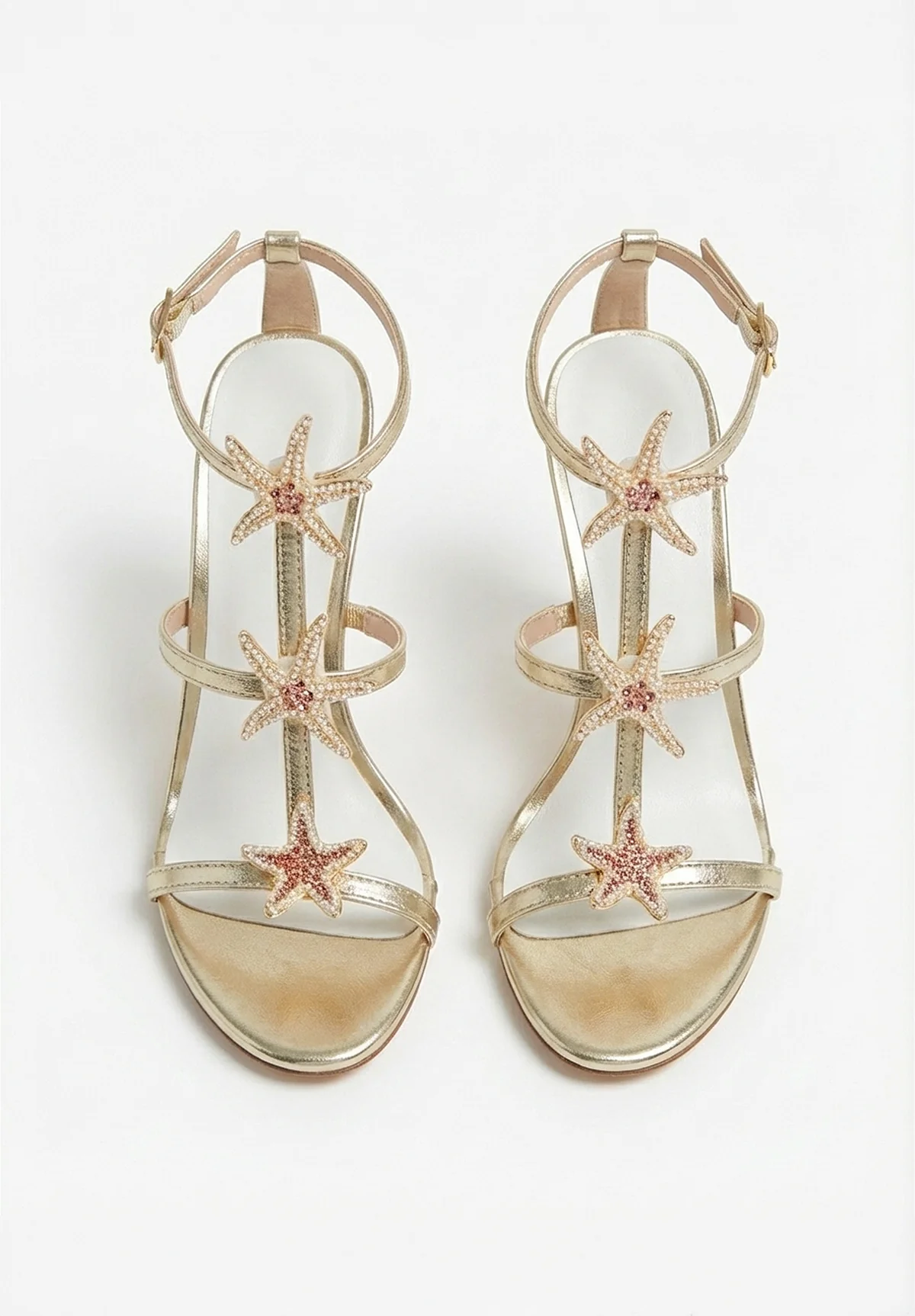 Star Bright Gold Starfish Stiletto Heel Sandals - Image 3