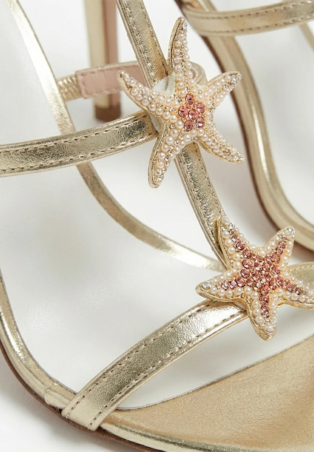 Star Bright Gold Starfish Stiletto Heel Sandals - Image 5