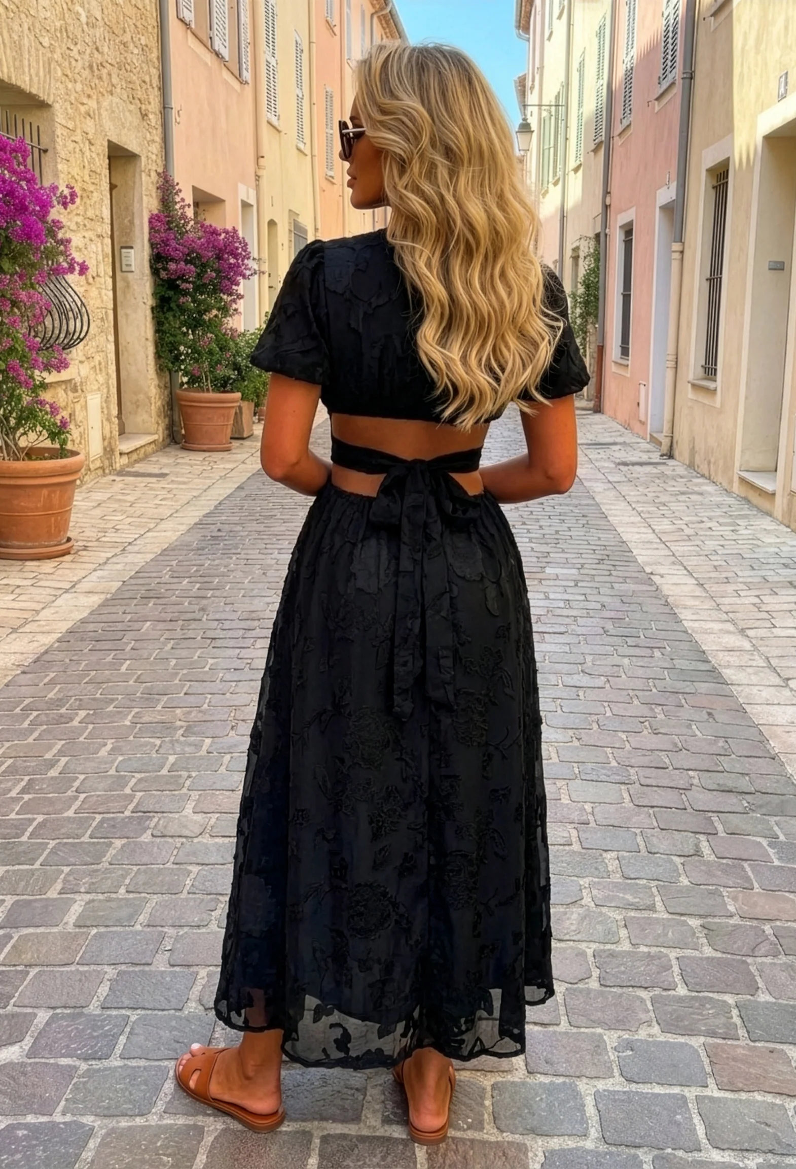 Summer Dream Black Side Cut Out Print Maxi Dress - Image 2