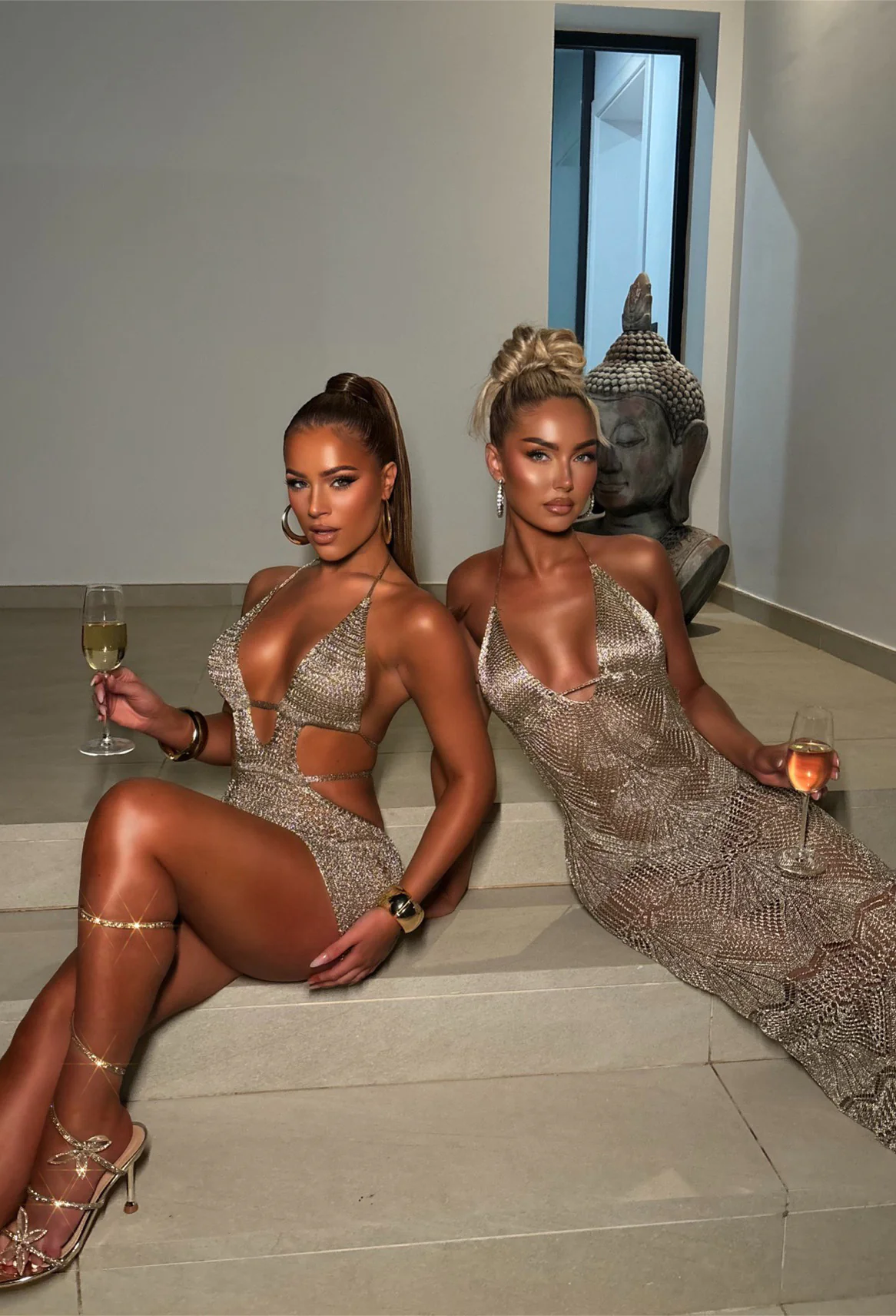 Sunlit Tides Gold Metallic Knitted Maxi Cover Up - Image 4