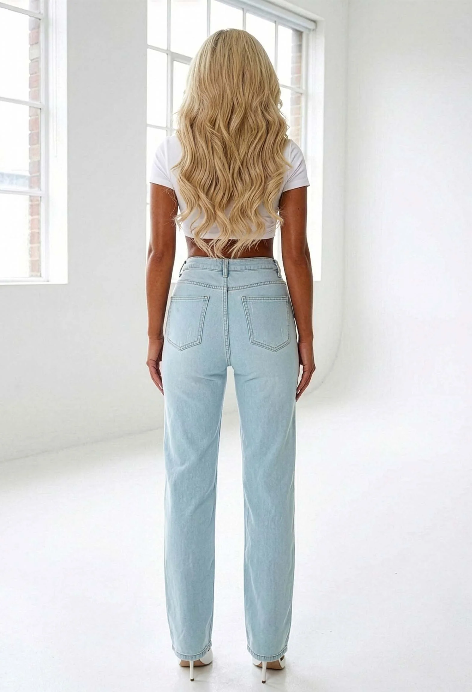 Suzie Light Wash Stretch Heavily Distressed Straight Leg Jeans - Image 4