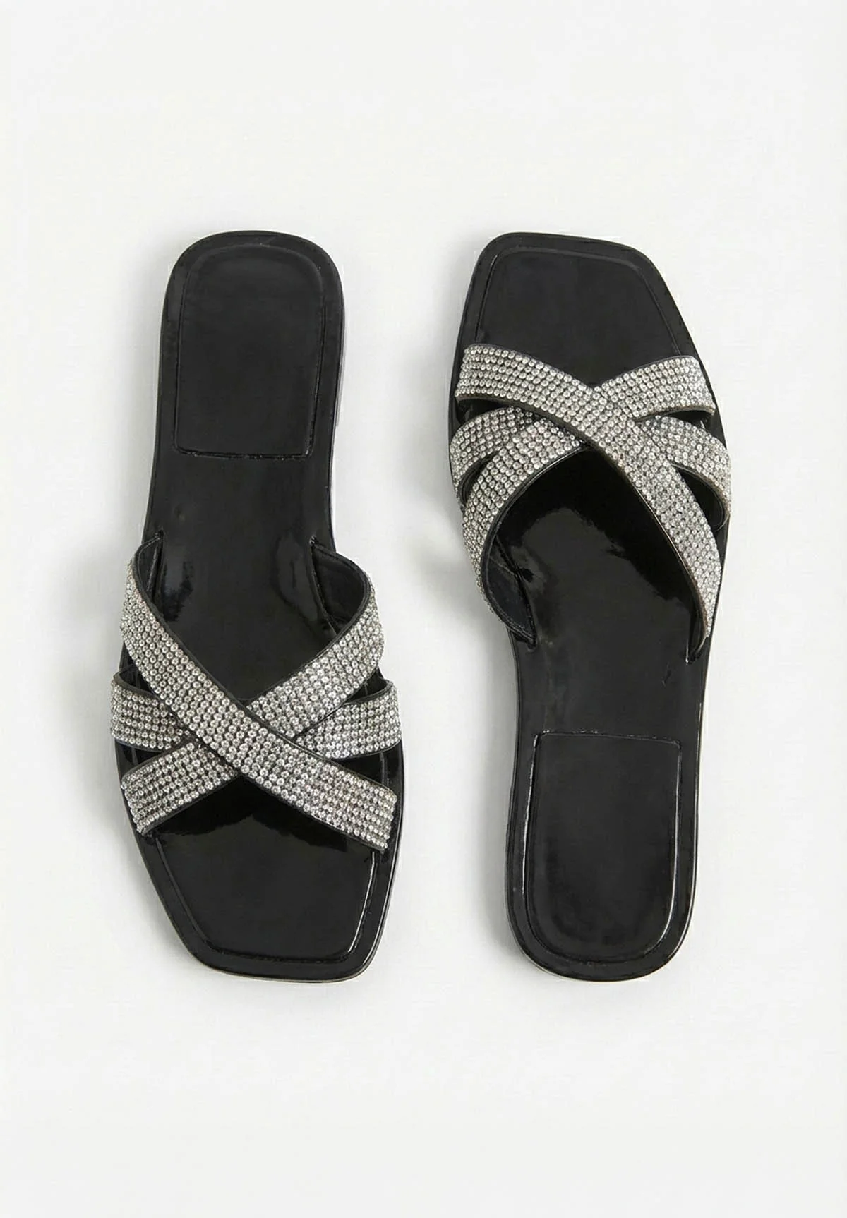 Sweet As Always Black Diamante Embellished Sandals - Image 3