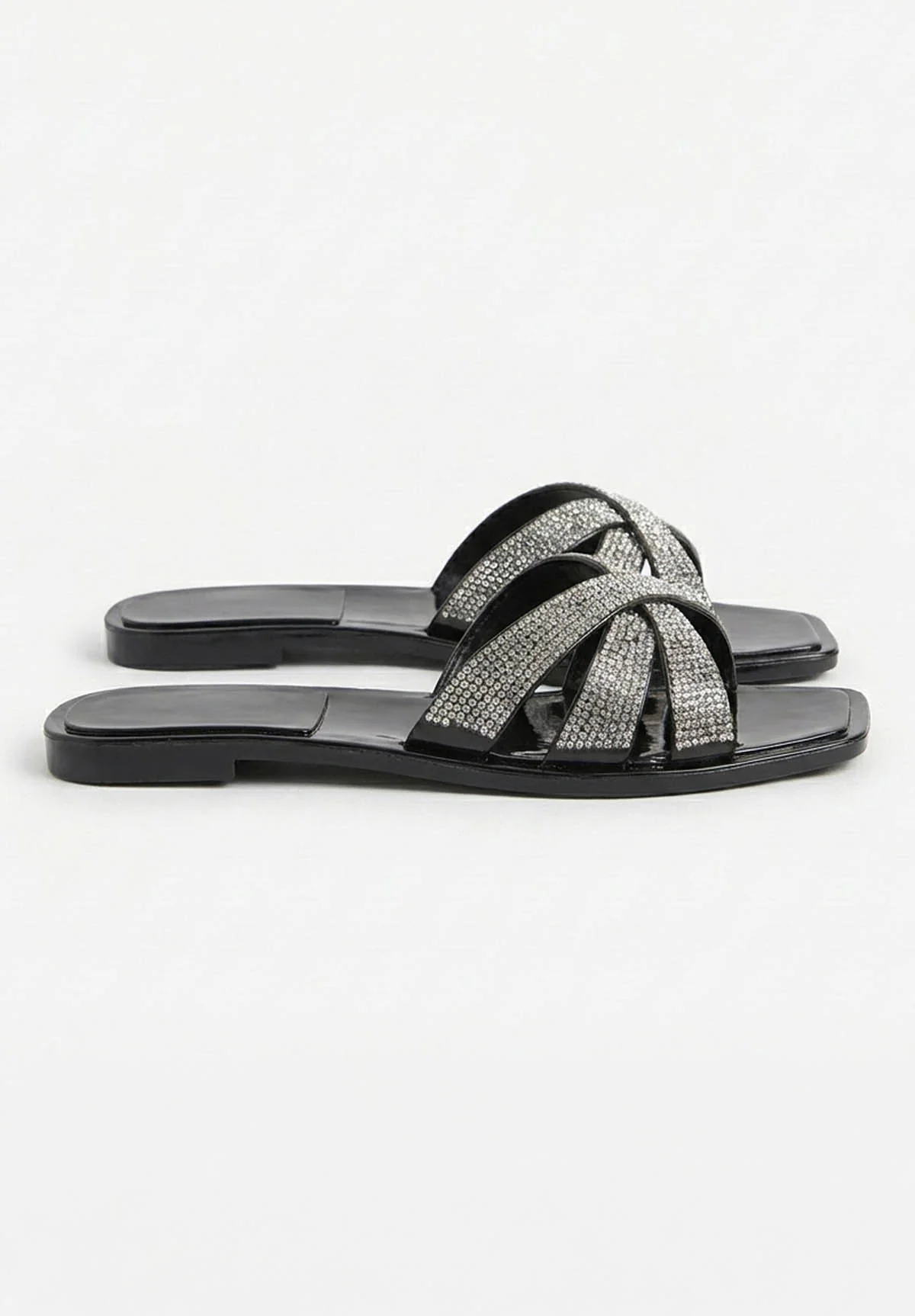 Sweet As Always Black Diamante Embellished Sandals - Image 4