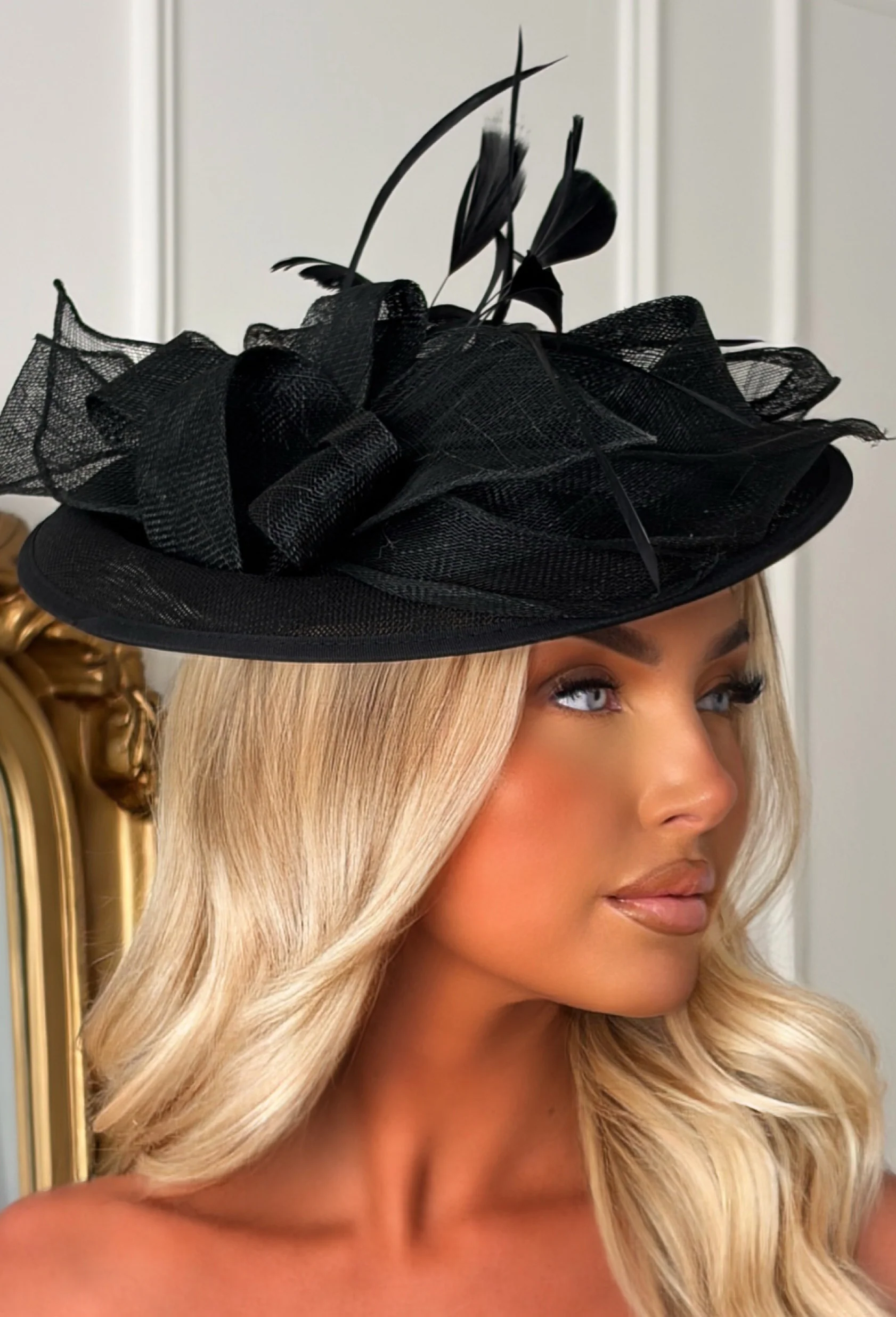 Sweet Luxe Black Feather Detail Fascinator - Image 2
