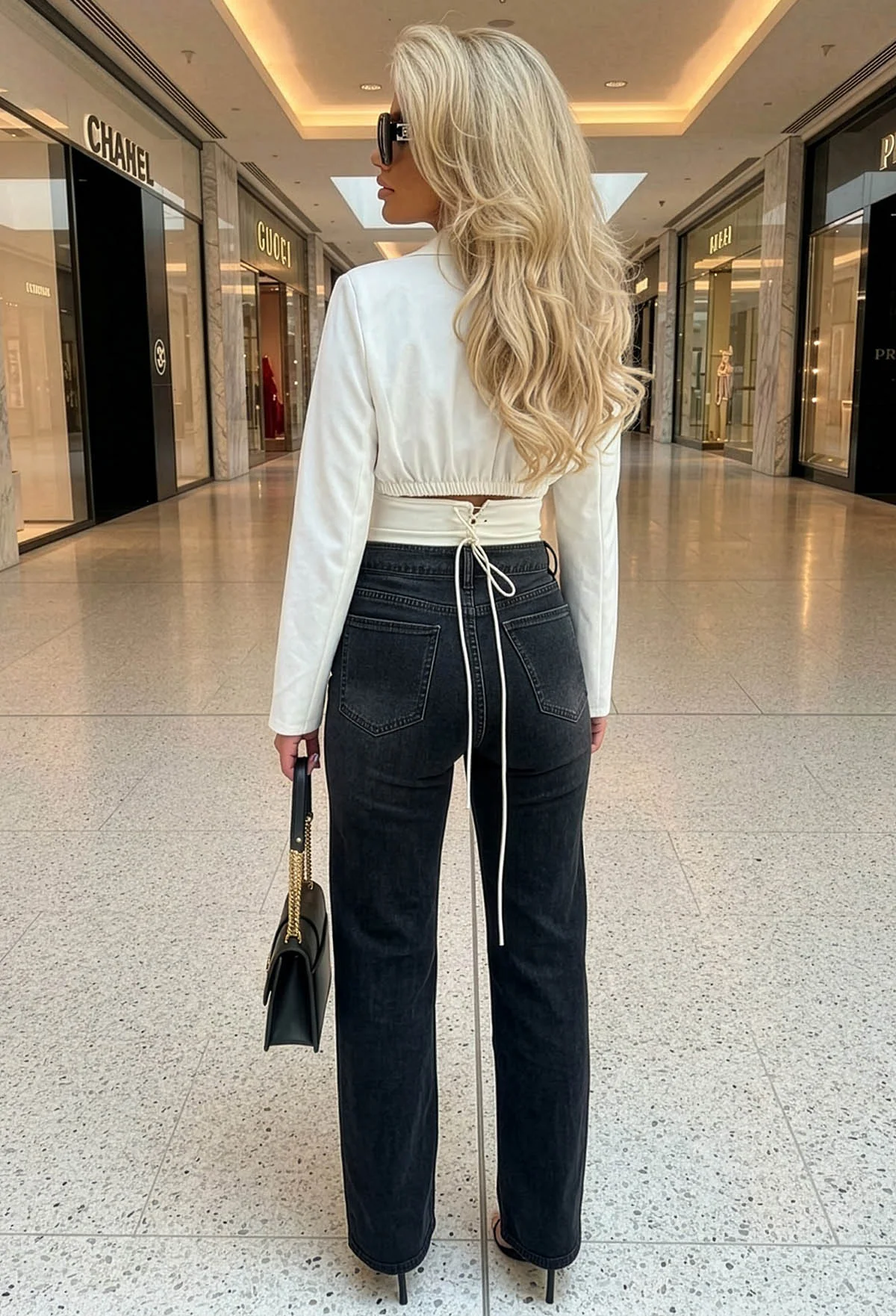 Tailored Tease White Cropped Corset Style Blazer Top - Image 3