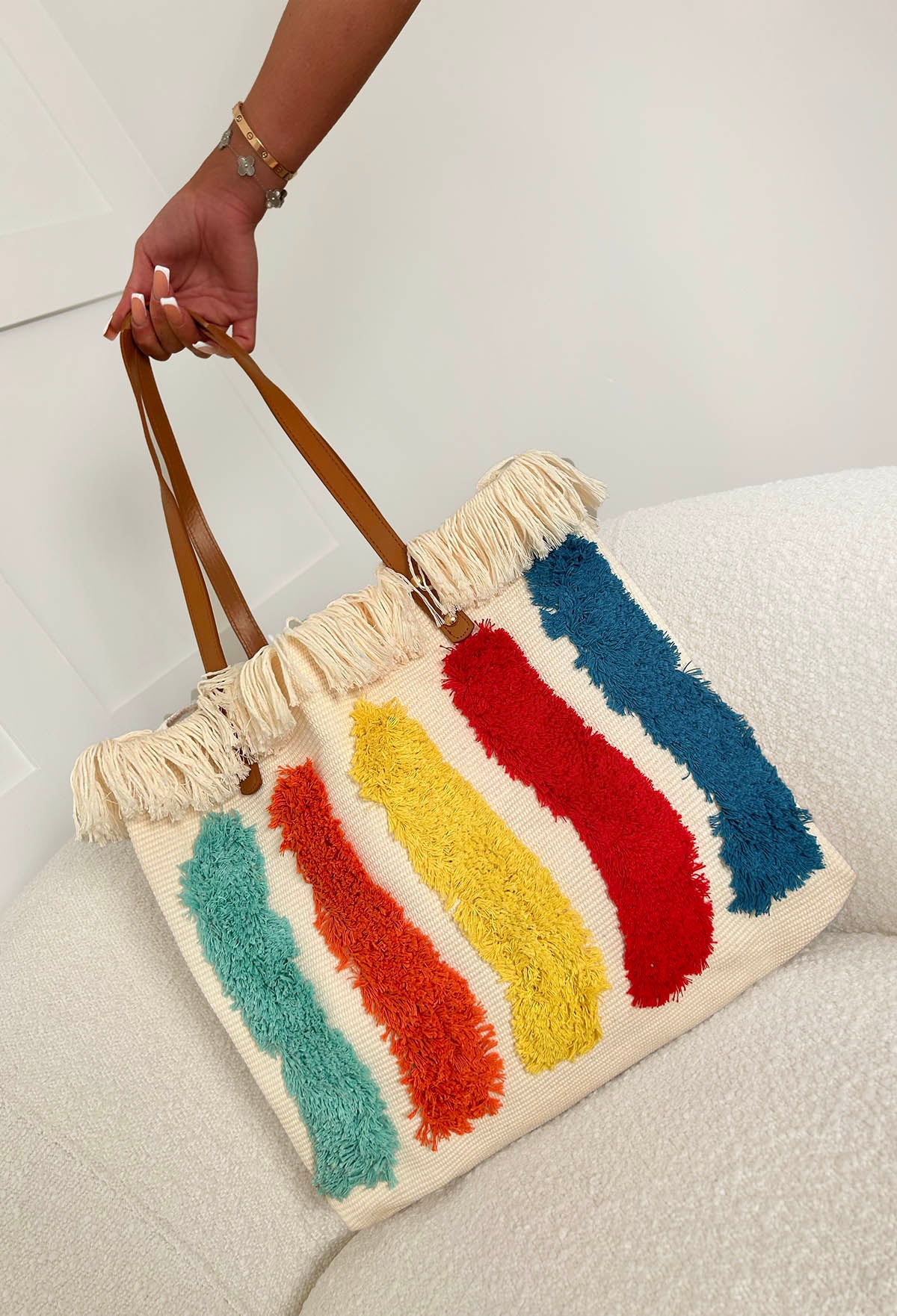 Take Me To Tropez Cream Beach Tote Bag - Image 2