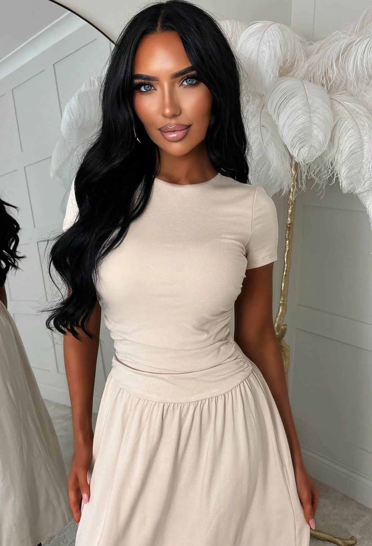 Tease Please Stone T Shirt Ruched Midi Dress - Image 4