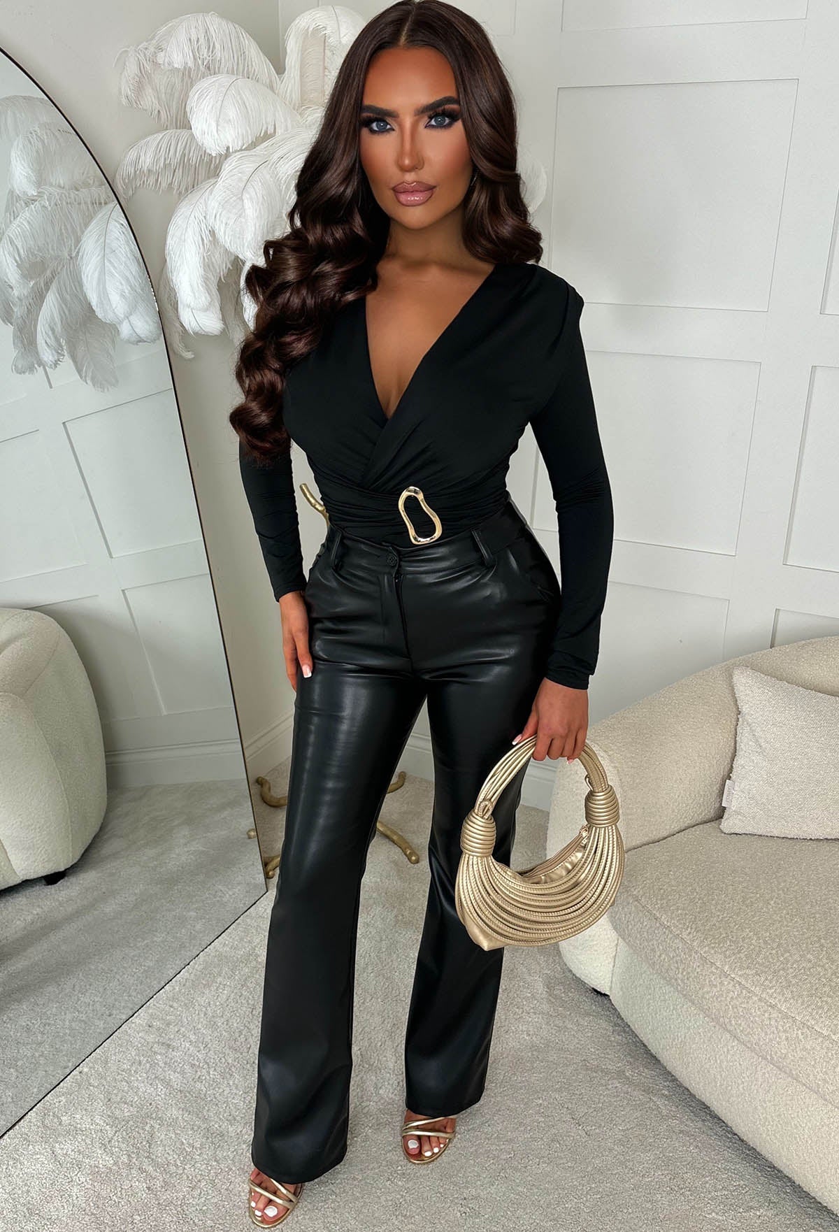 That Diva Black Gold Detail Stretch Bodysuit - Image 3