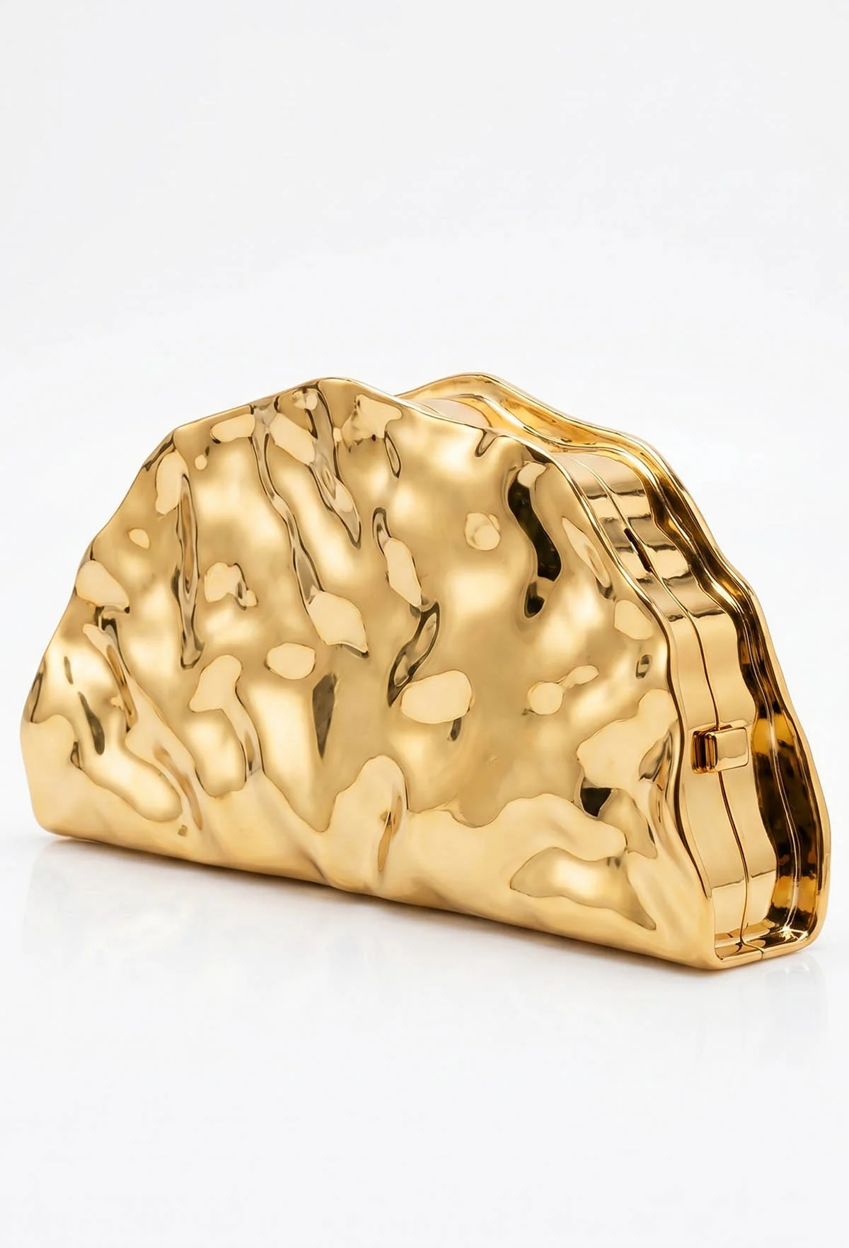 Theia Gold Hammered Clutch Bag - Image 2