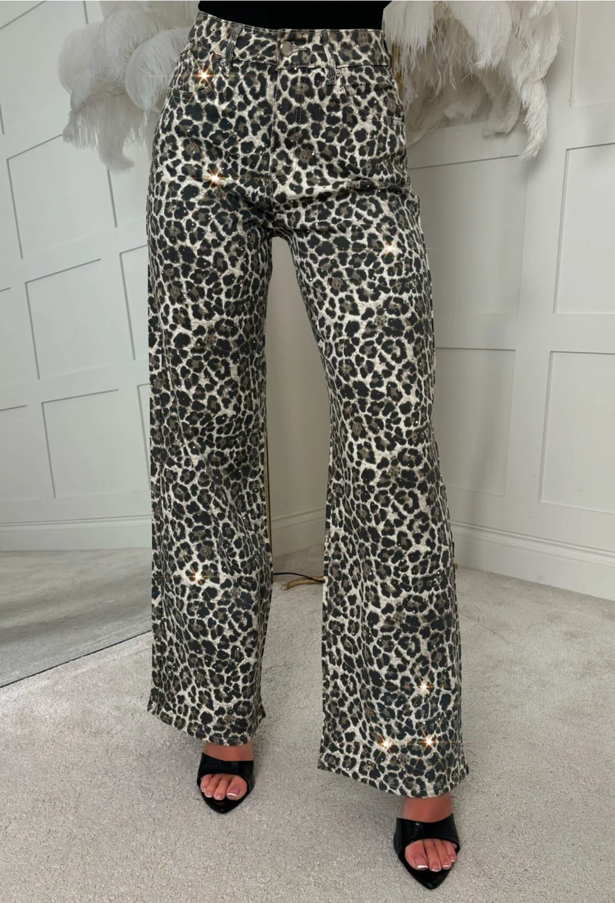 Today We Slay Leopard Stretch Leopard Printed Hot Fix Jeans - Image 2