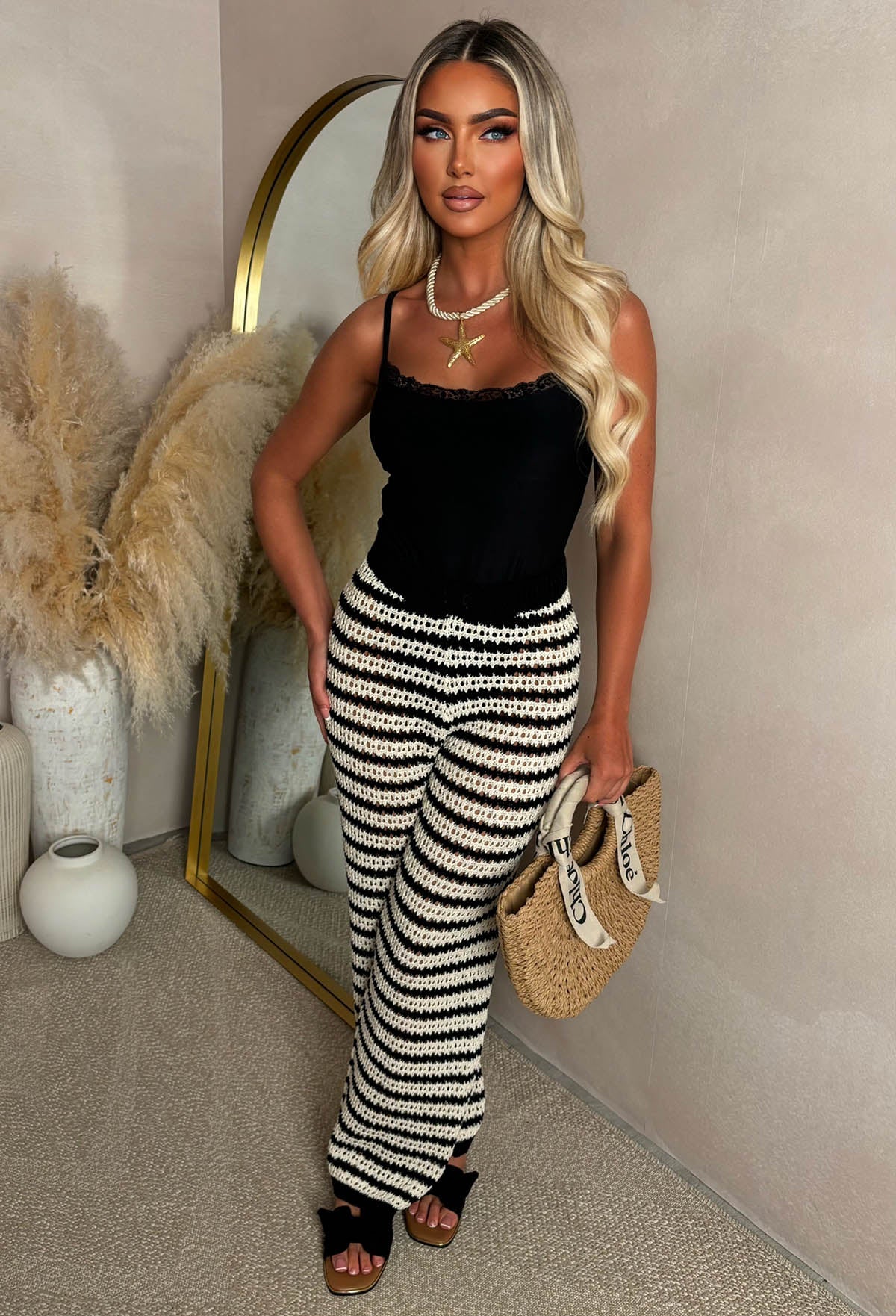 Todays Temptation Black Monochrome Knitted Trousers - Image 3
