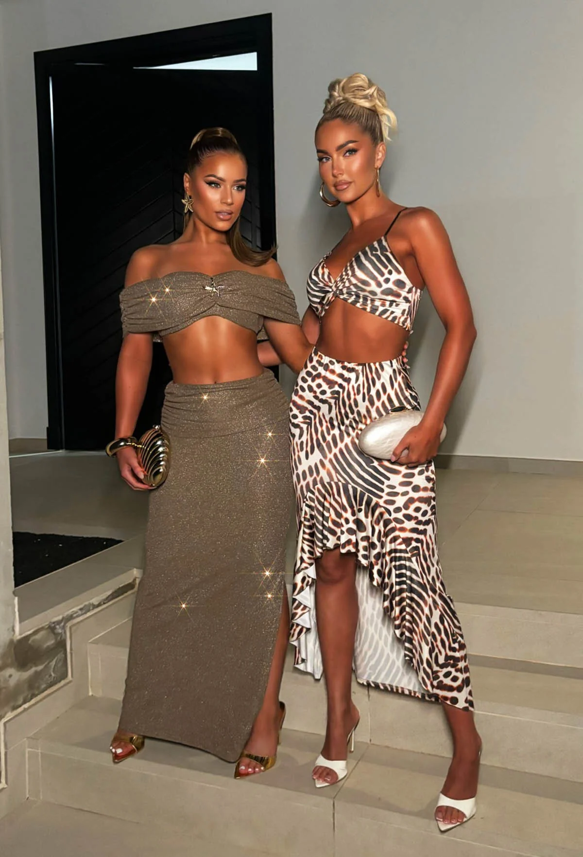 Twisted Sunshine Brown Twist Front Top & Skirt Co-ord Set - Image 3