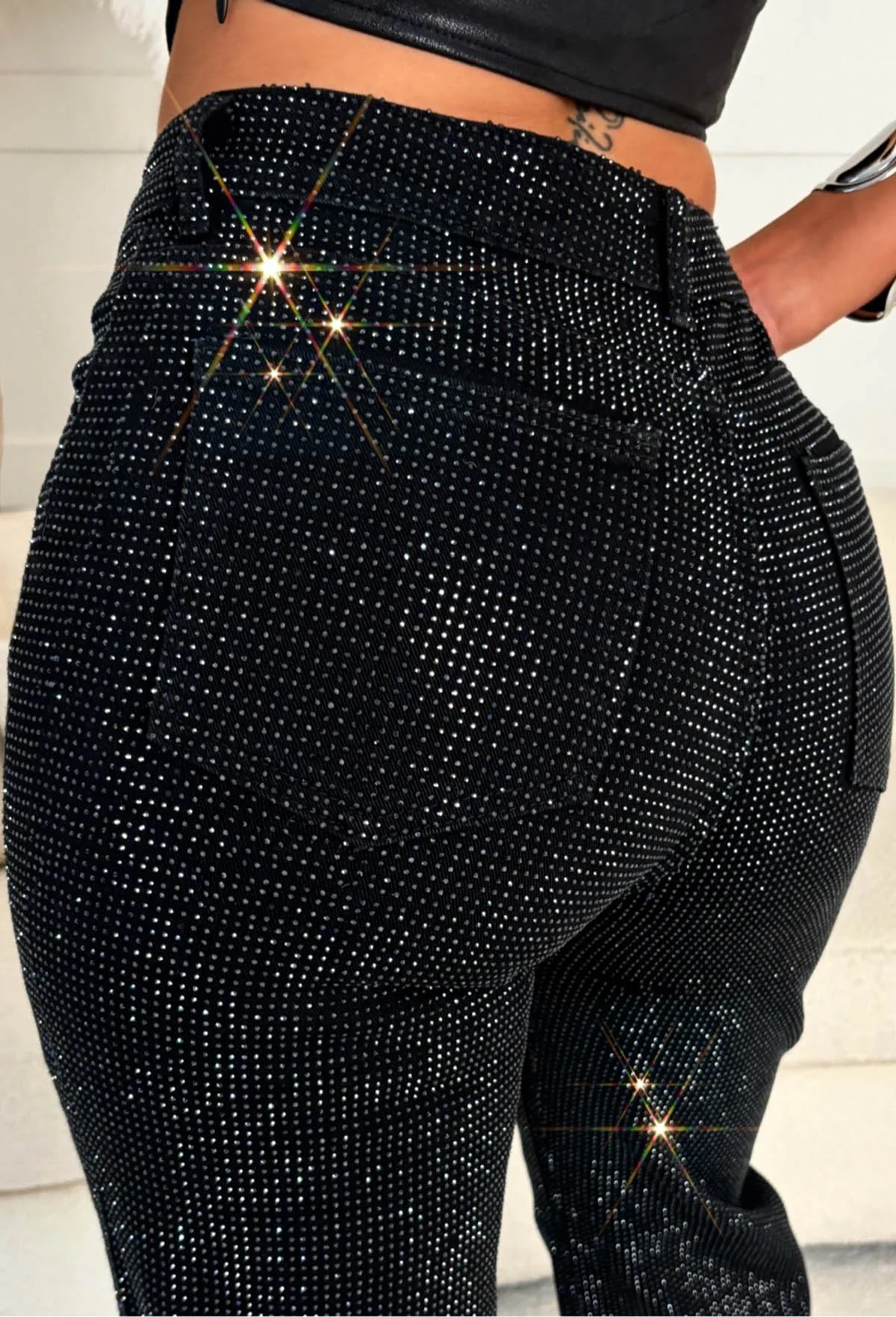 Ultimately Yours Black Top & Ultimate Sparkle Black Diamante Jeans Set - Image 2
