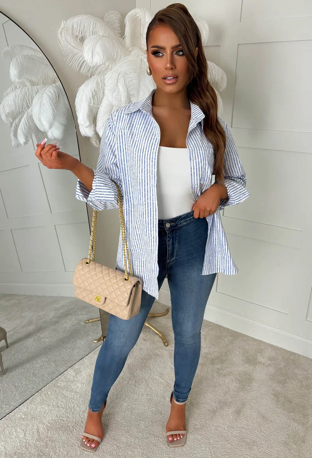 Vacant Heart Blue Striped Shirt - Image 2