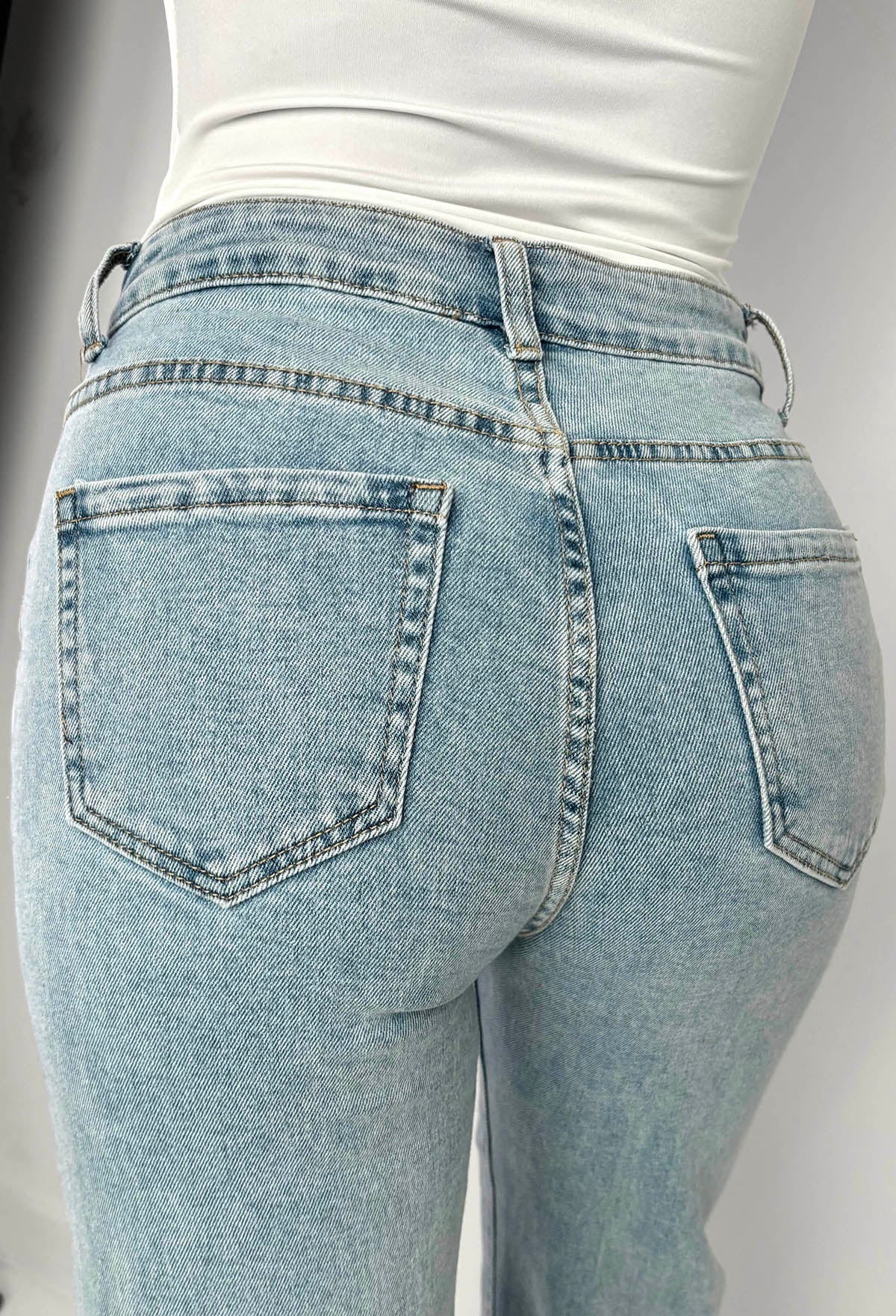 Viva Glam Light Wash Wide Leg Diamante Heart Jeans - Image 7