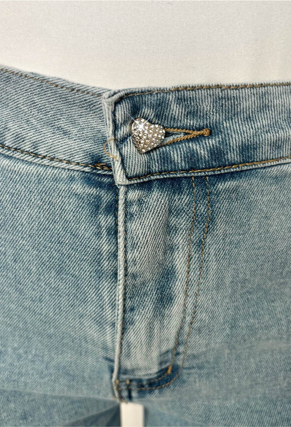 Viva Glam Light Wash Wide Leg Diamante Heart Jeans - Image 8