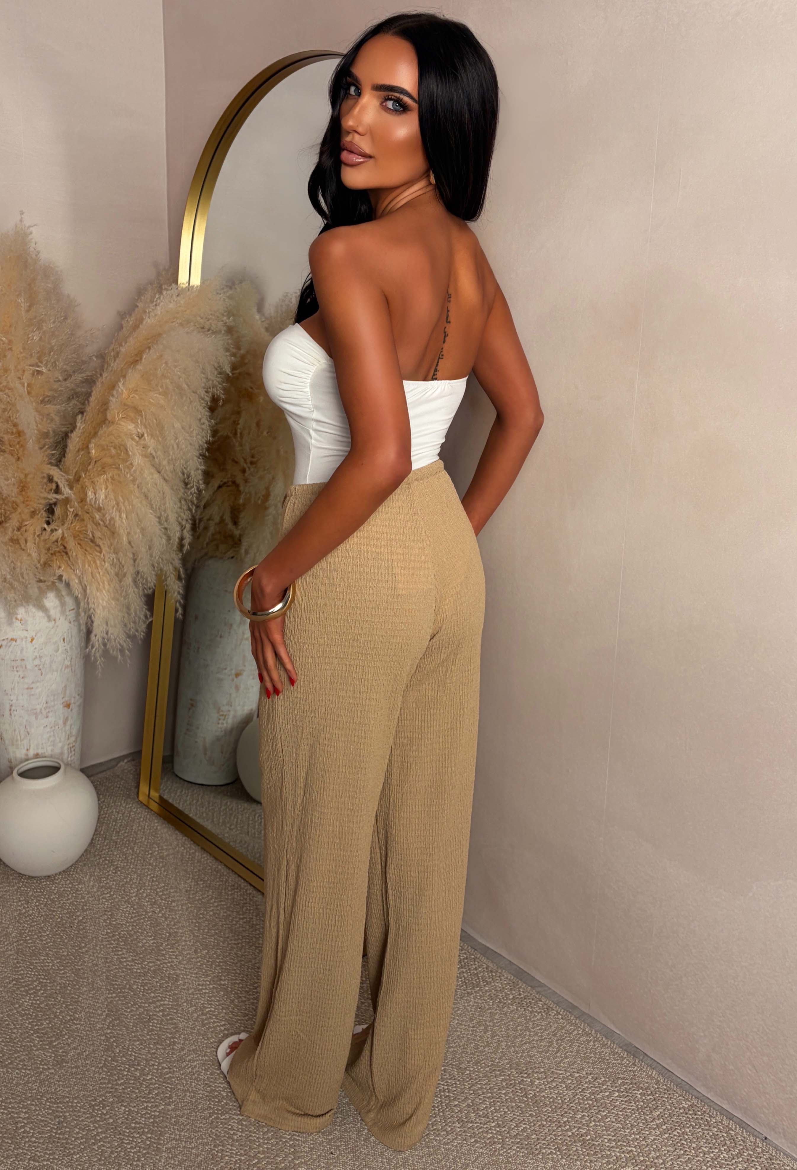 Wait For It Beige Elasticated Drawstring Trousers - Image 2