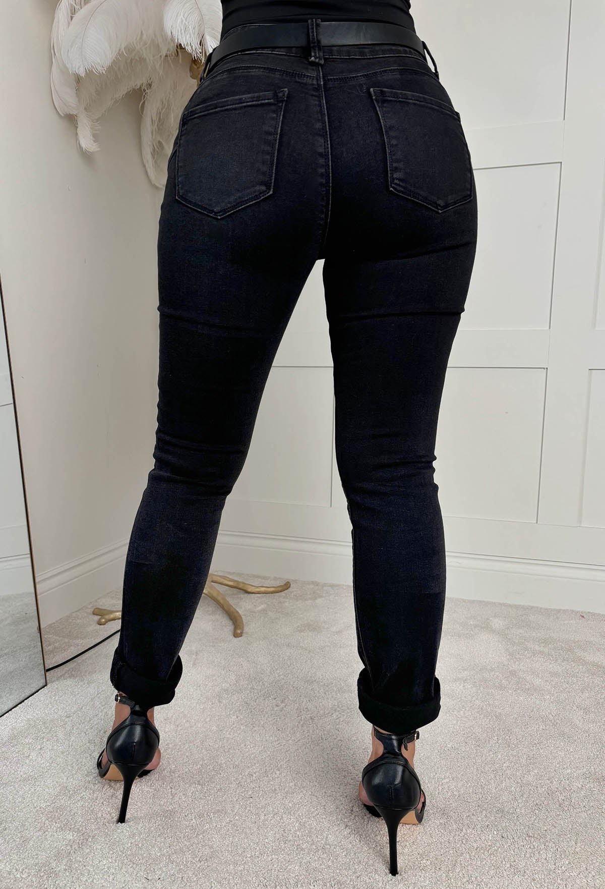 Wild Patch Black Stretch Sequin Patchwork Leopard Jeans - Image 7