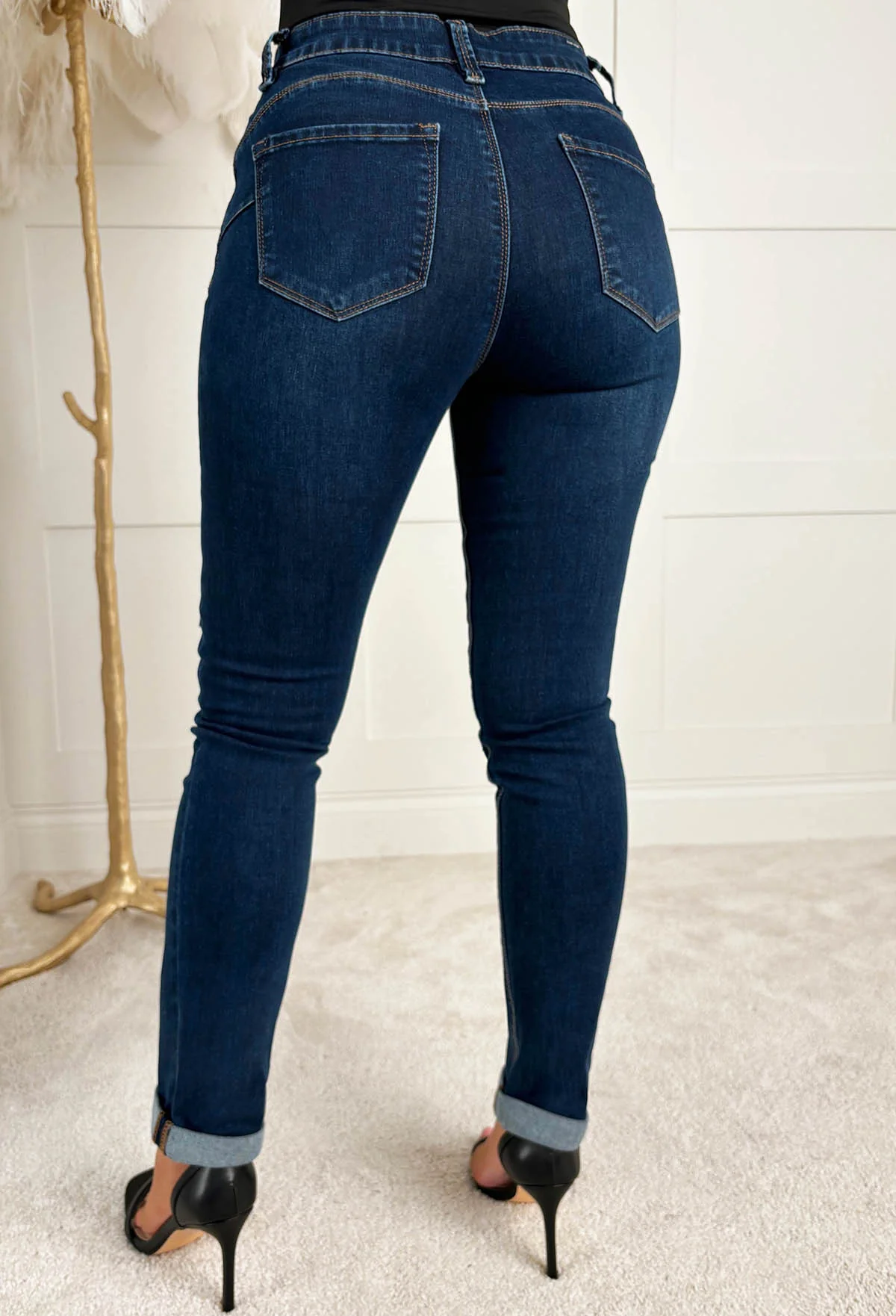 Wild Patch Dark Blue Stretch Sequin Patchwork Leopard Jeans - Image 3
