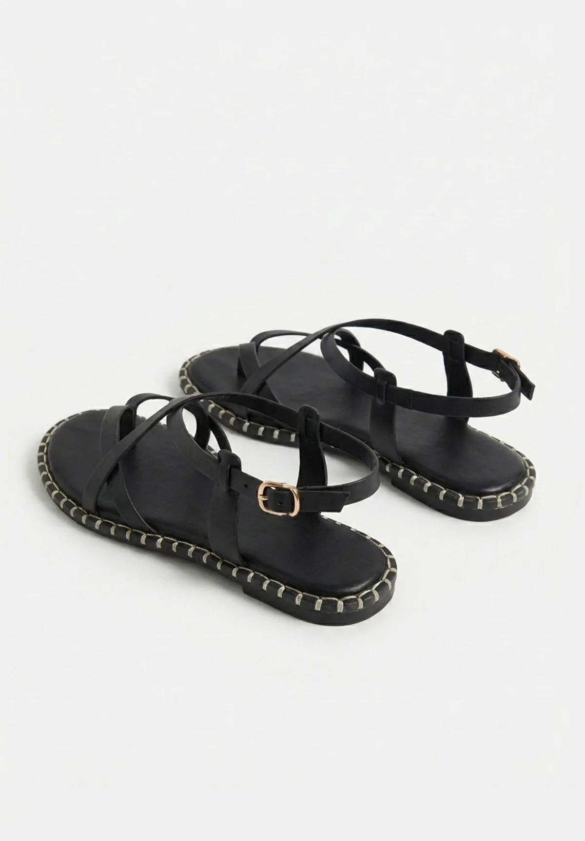 Wrapped Tight Black Strappy Sandals - Image 3