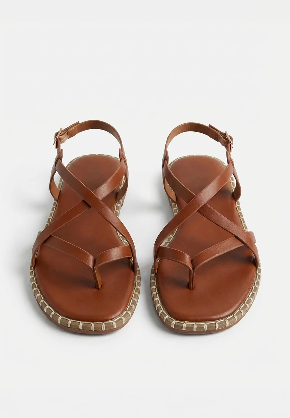 Wrapped Tight Tan Strappy Sandals - Image 2