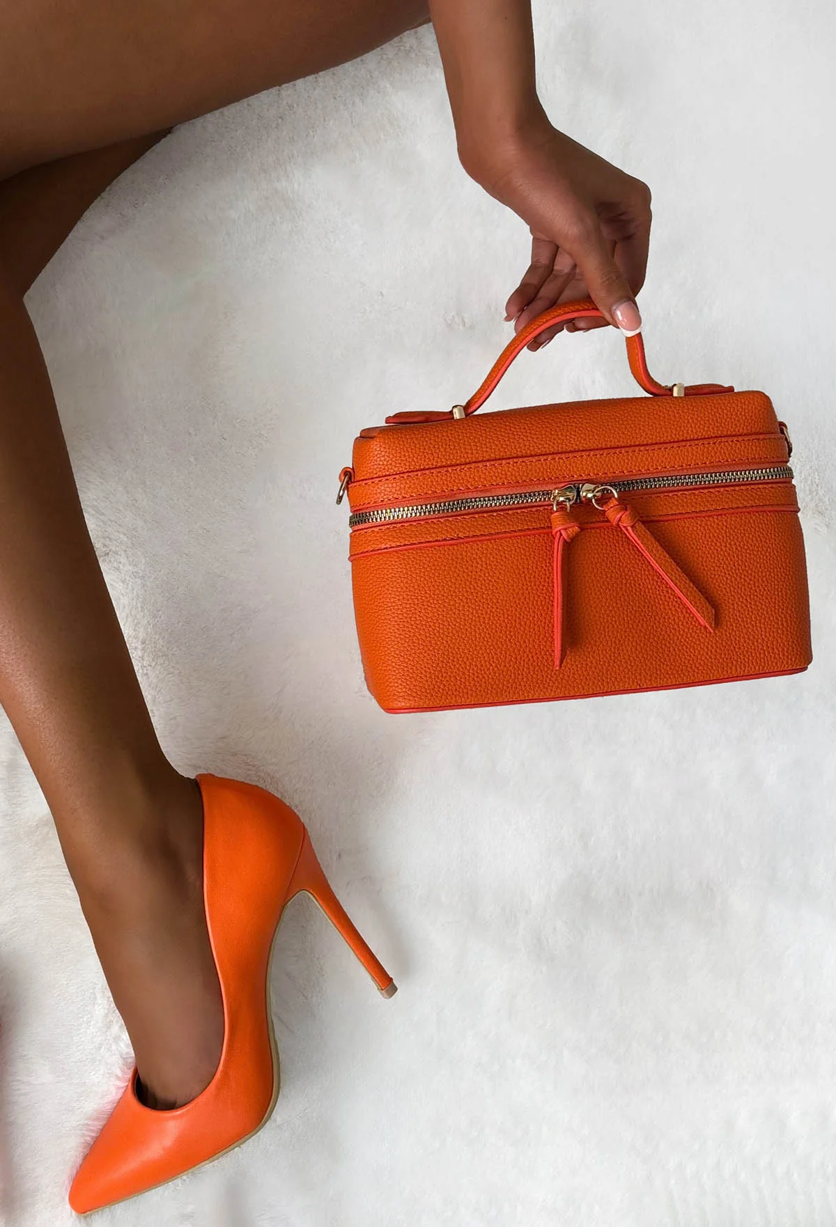 Xoxo Chic Orange Top Handle Vanity Bag - Image 3