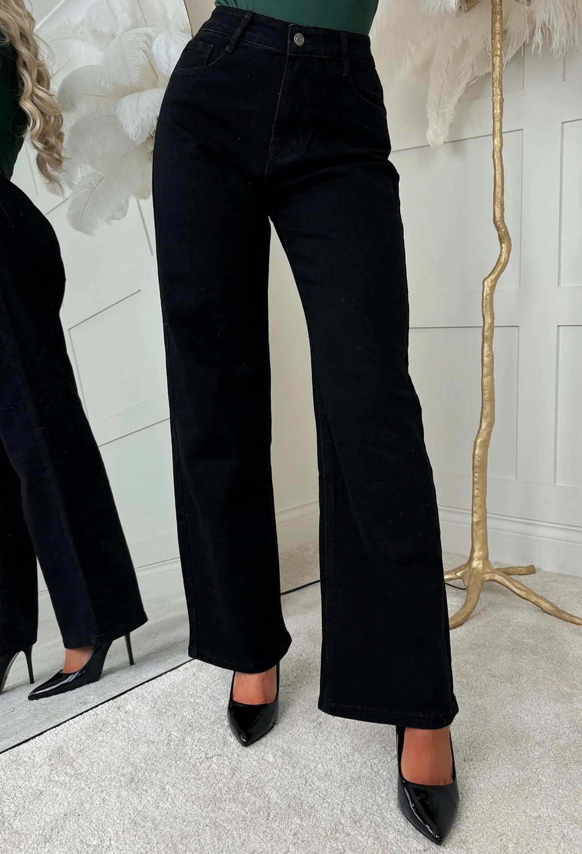 Zoe Black Stretch Straight Leg Jeans - Image 3