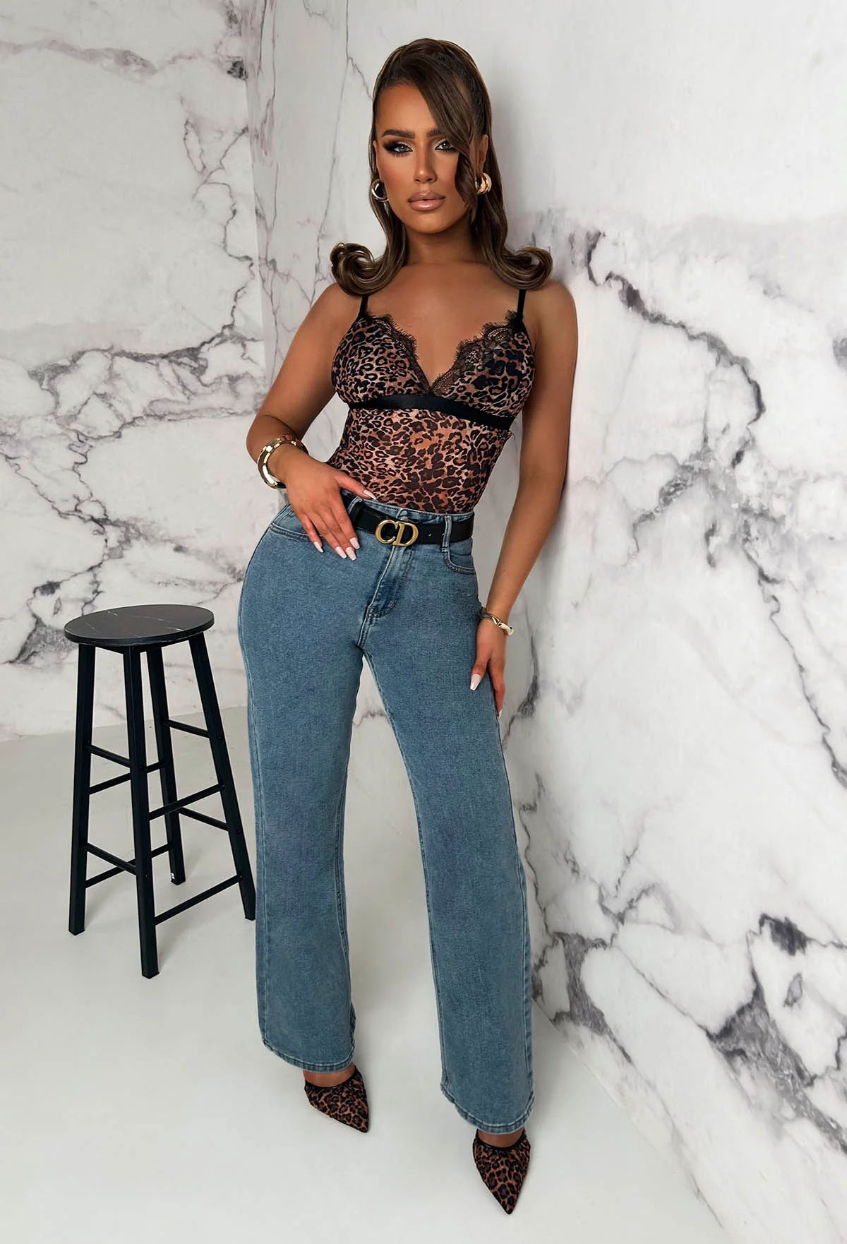 Zoe Mid Blue Stretch Straight Leg Jeans - Image 5
